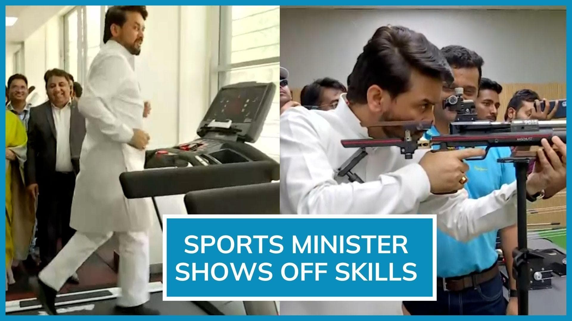 Modi govt minister runs on treadmill at public event. Watch why | Anurag Thakur