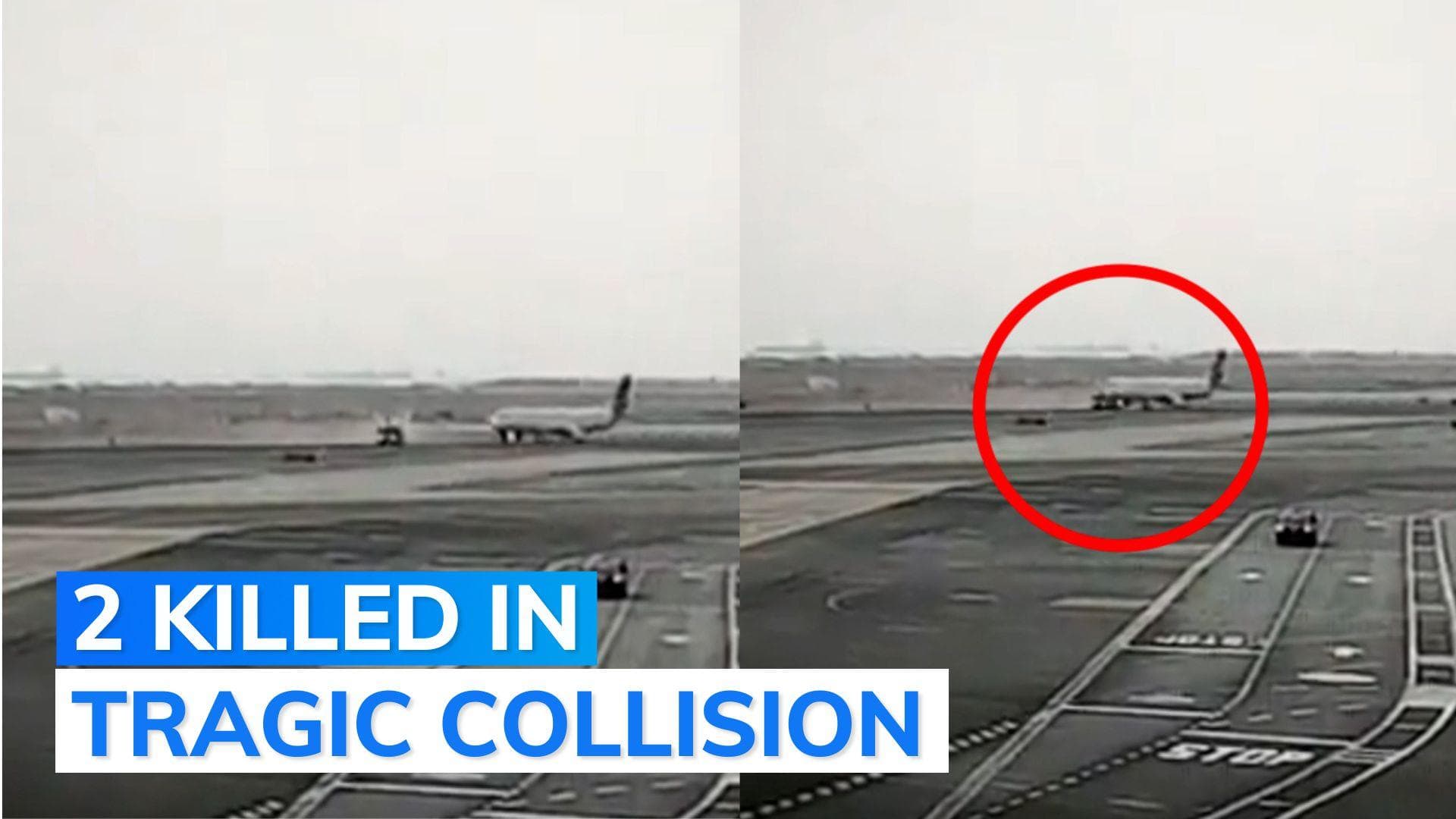 On cam: Plane hits airport firefighter truck on runway during takeoff, catches fire