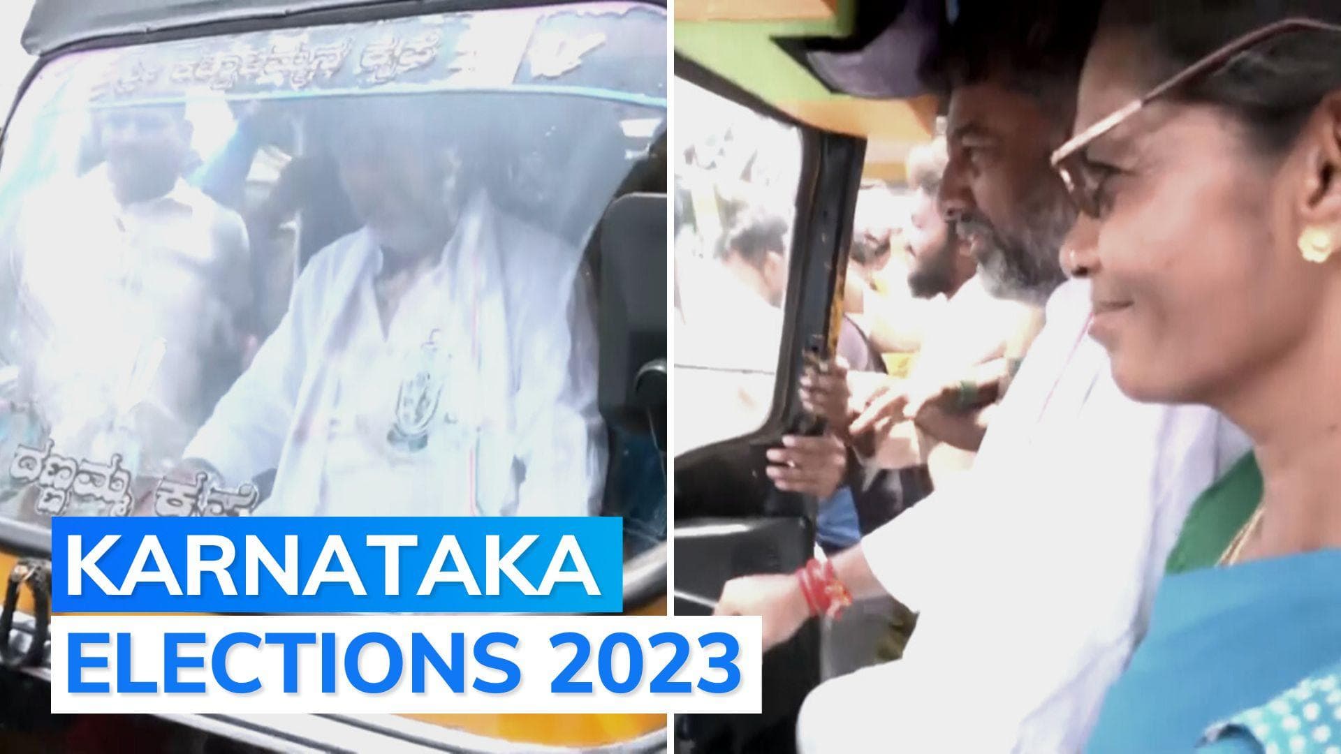 Watch: Karnataka Congress chief DK Shivakumar drives autorickshaw in his constituency 