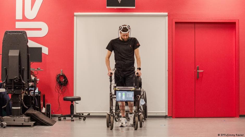 Brain implants help paraplegic man walk again