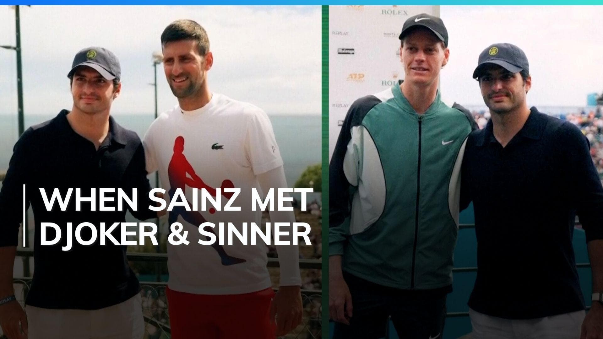 Watch: Ferrari's F1 driver Carlos Sainz joins Novak Djokovic and Jannik Sinner at Monte Carlo Masters