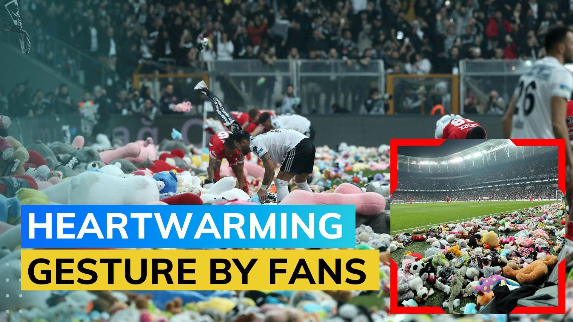 WATCH! Besiktas fans throw toys on field for kids affected by Turkey Earthquake