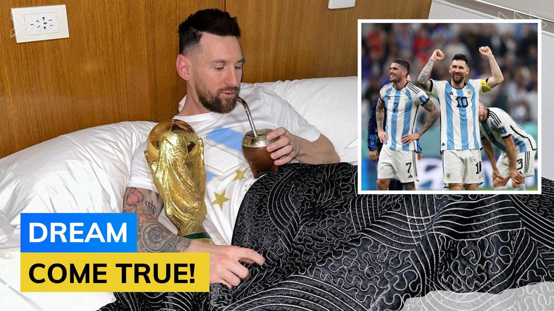 Picture of Lionel Messi sleeping with the World Cup trophy goes viral!