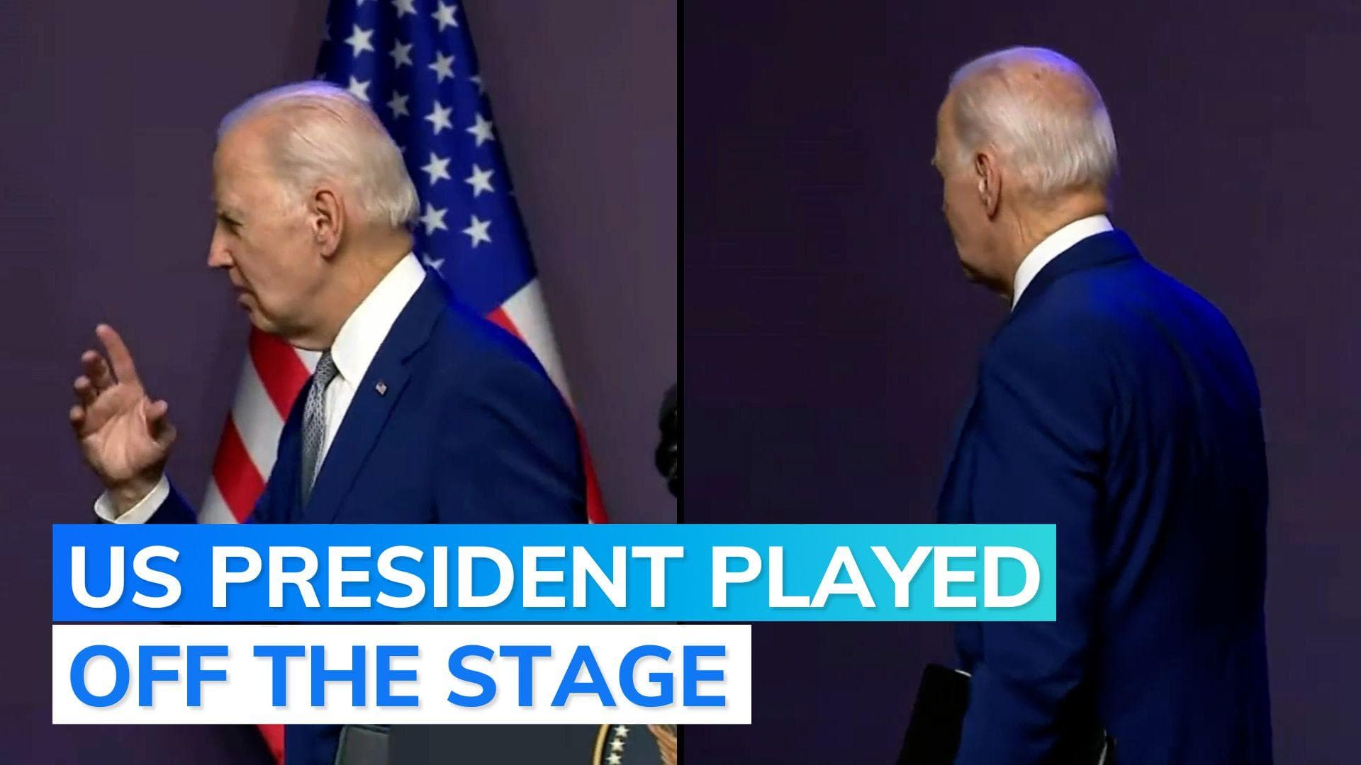 Joe Biden's press conference in Vietnam abruptly cut off by his staff