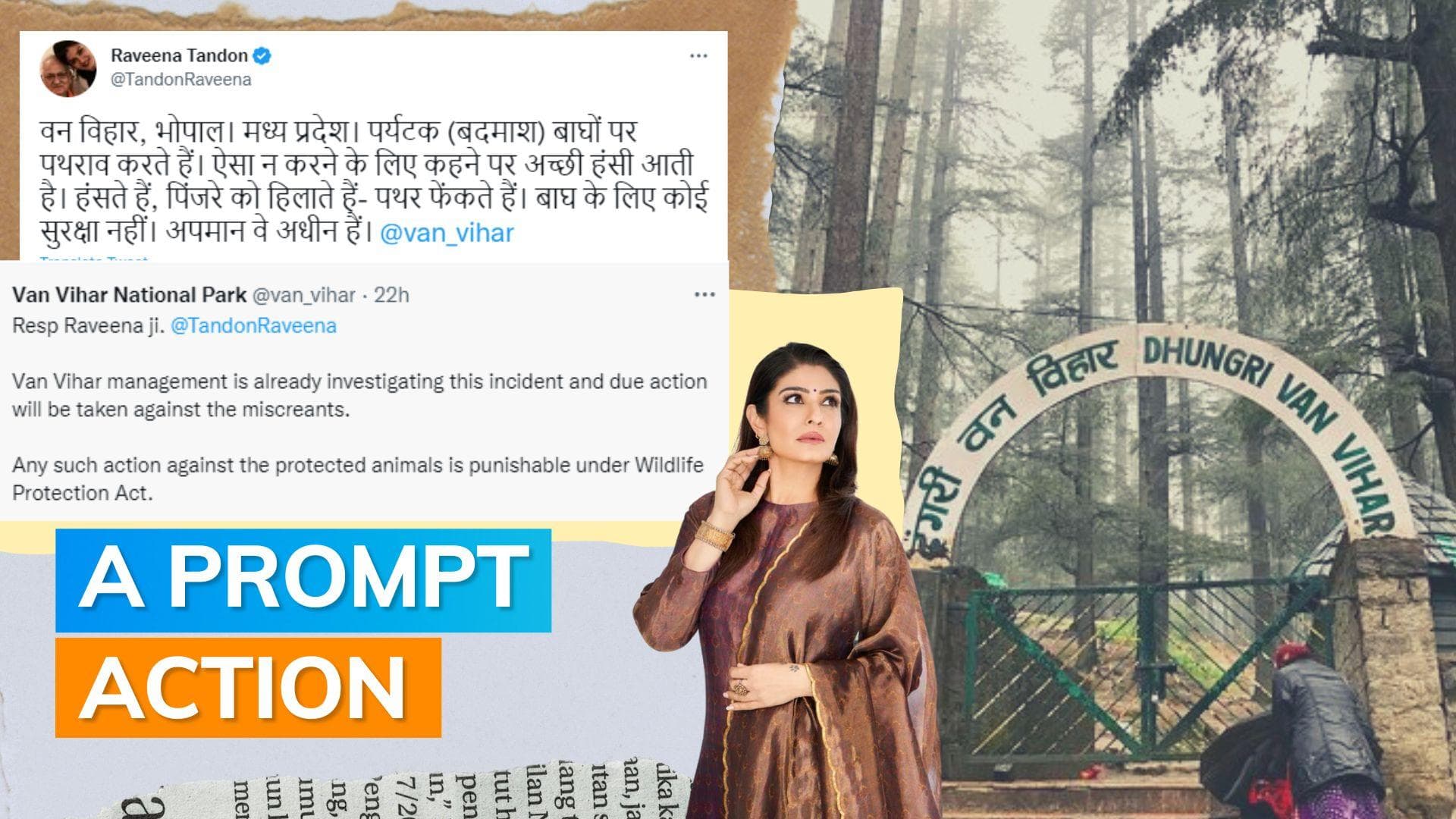 Raveena Tandon’s tweet about visitors ‘pelting stones’ at tiger enclosure at Bhopal park prompts probe 