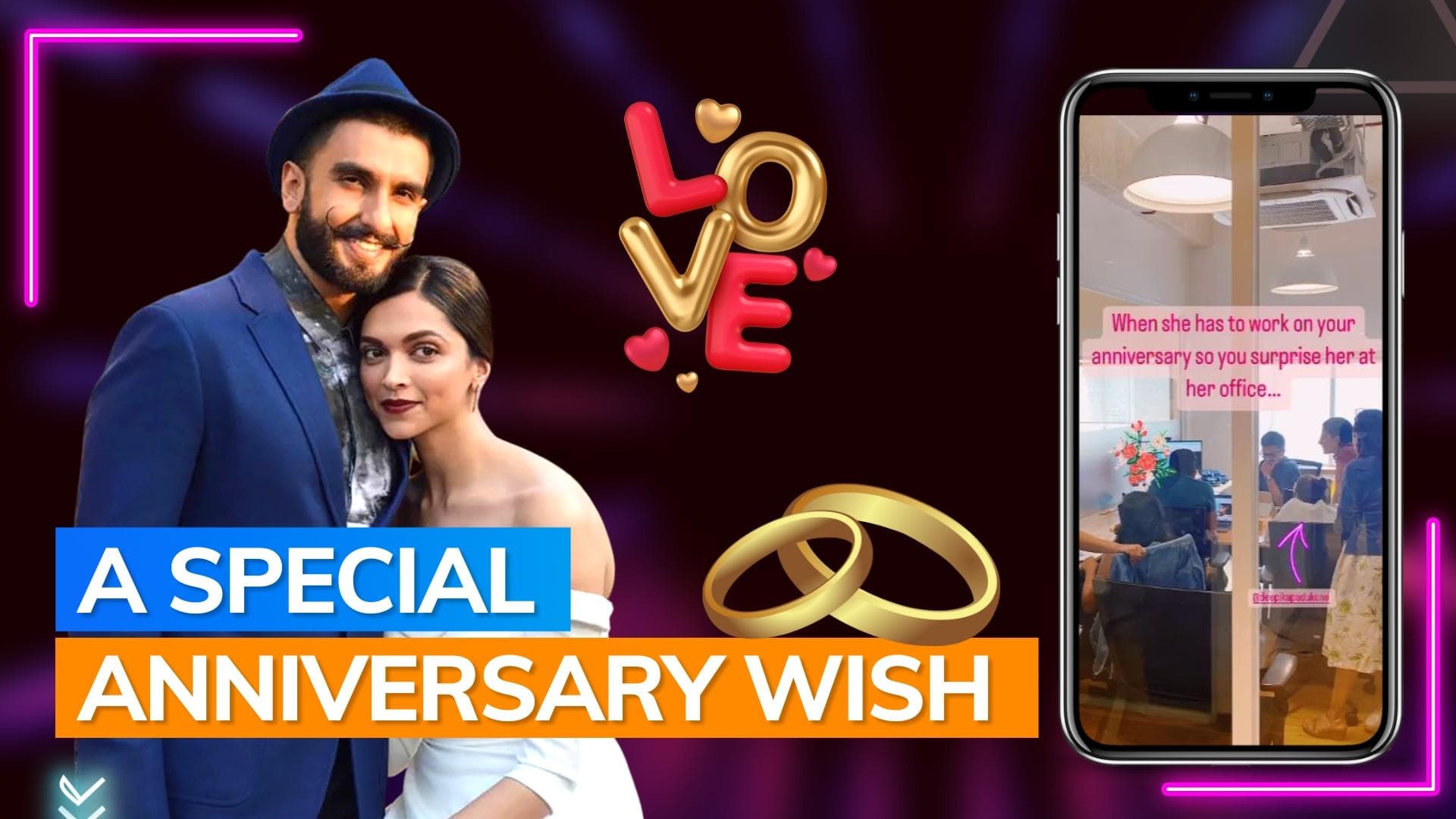 Ranveer Singh surprises Deepika Padukone on wedding anniversary, says 'diamonds not needed'
