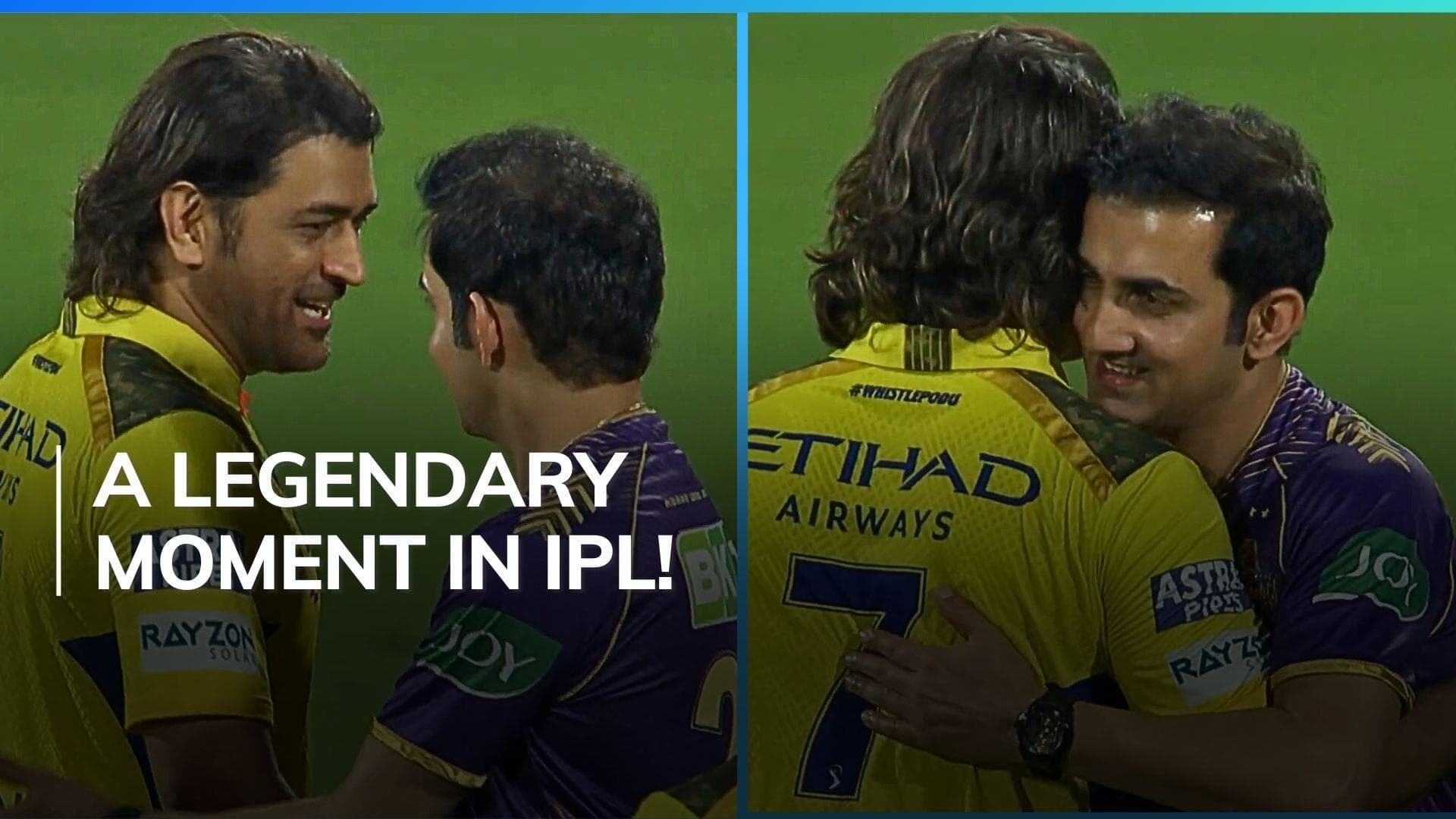 Watch! MS Dhoni and Gautam Gambhir share a warm hug after CSK vs KKR match in IPL 2024