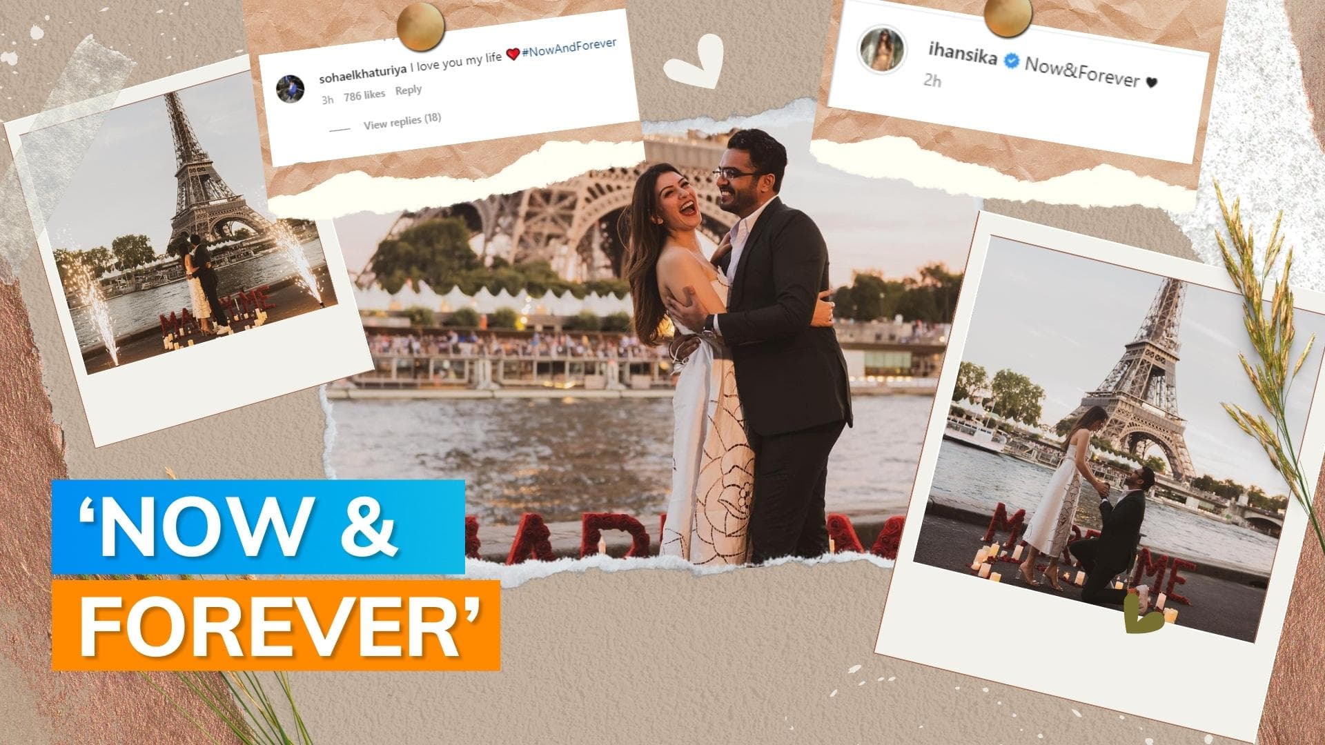 Hansika Motwani is engaged to Sohail Kathuria, shares pictures from her dreamy proposal at Eiffel tower