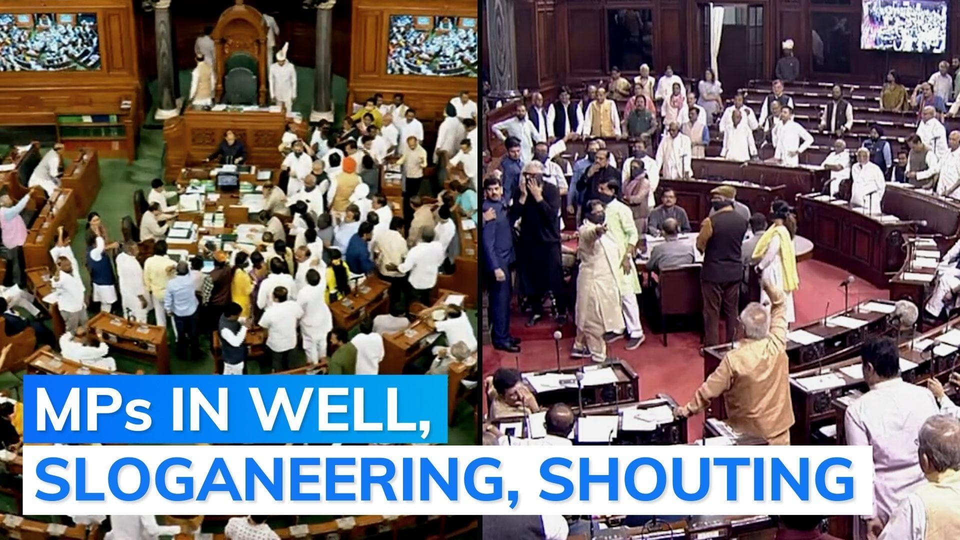 Parliament chaos: within 3 minutes, both Houses adjourned as govt, Opposition clash continues