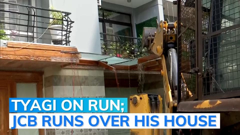 Noida society abuse row: bulldozers demolish Shrikant Tyagi's illegal encroachment at Grand Omaxe