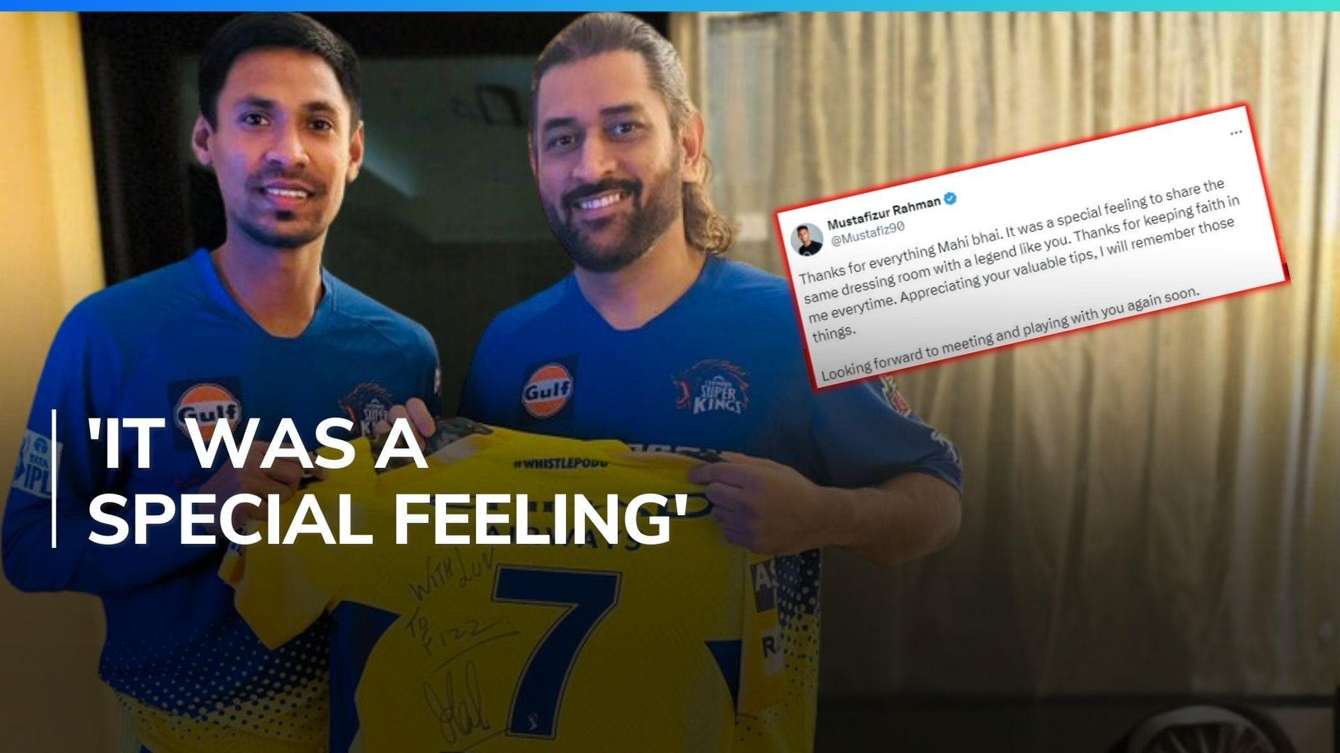 IPL 2024: Mustafizur Rahman gets special CSK jersey from MS Dhoni, pens down emotional note