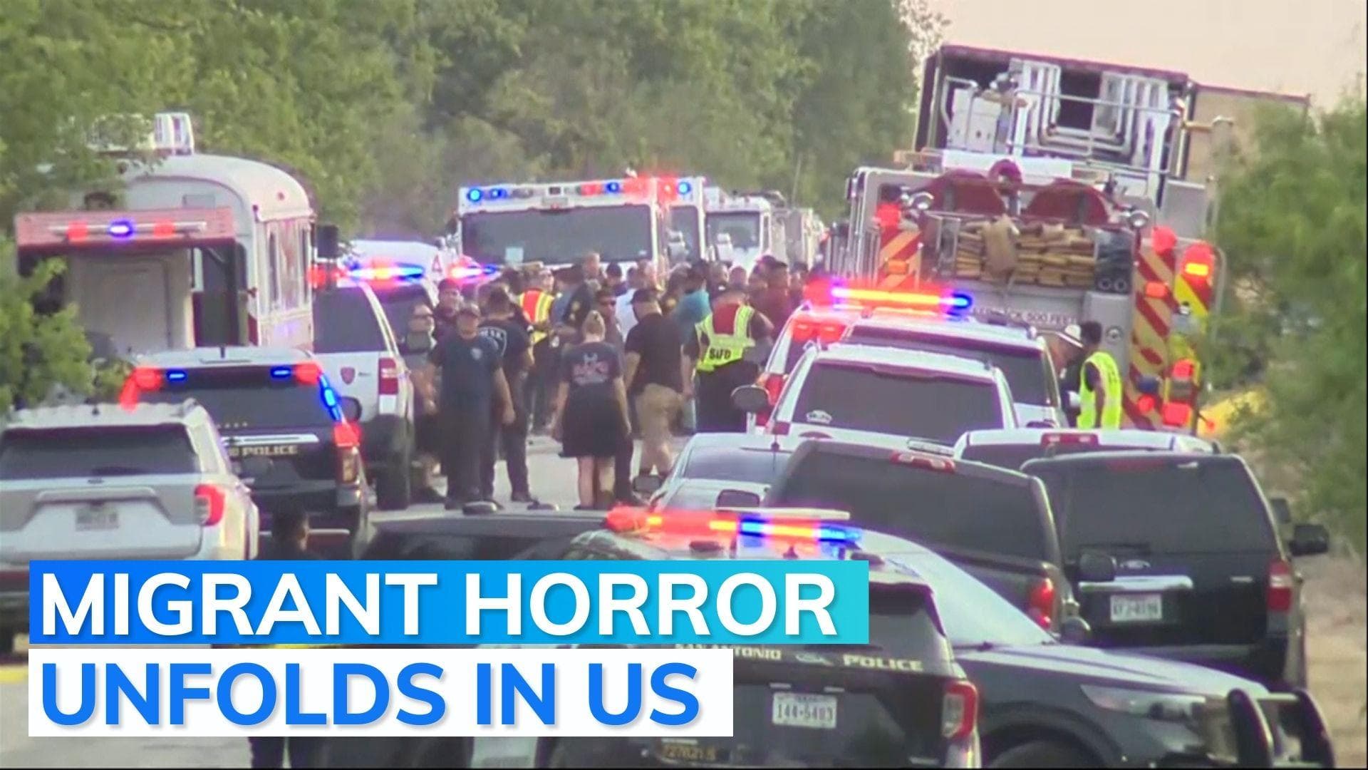 At least 46 found dead in back of tractor trailer in Texas