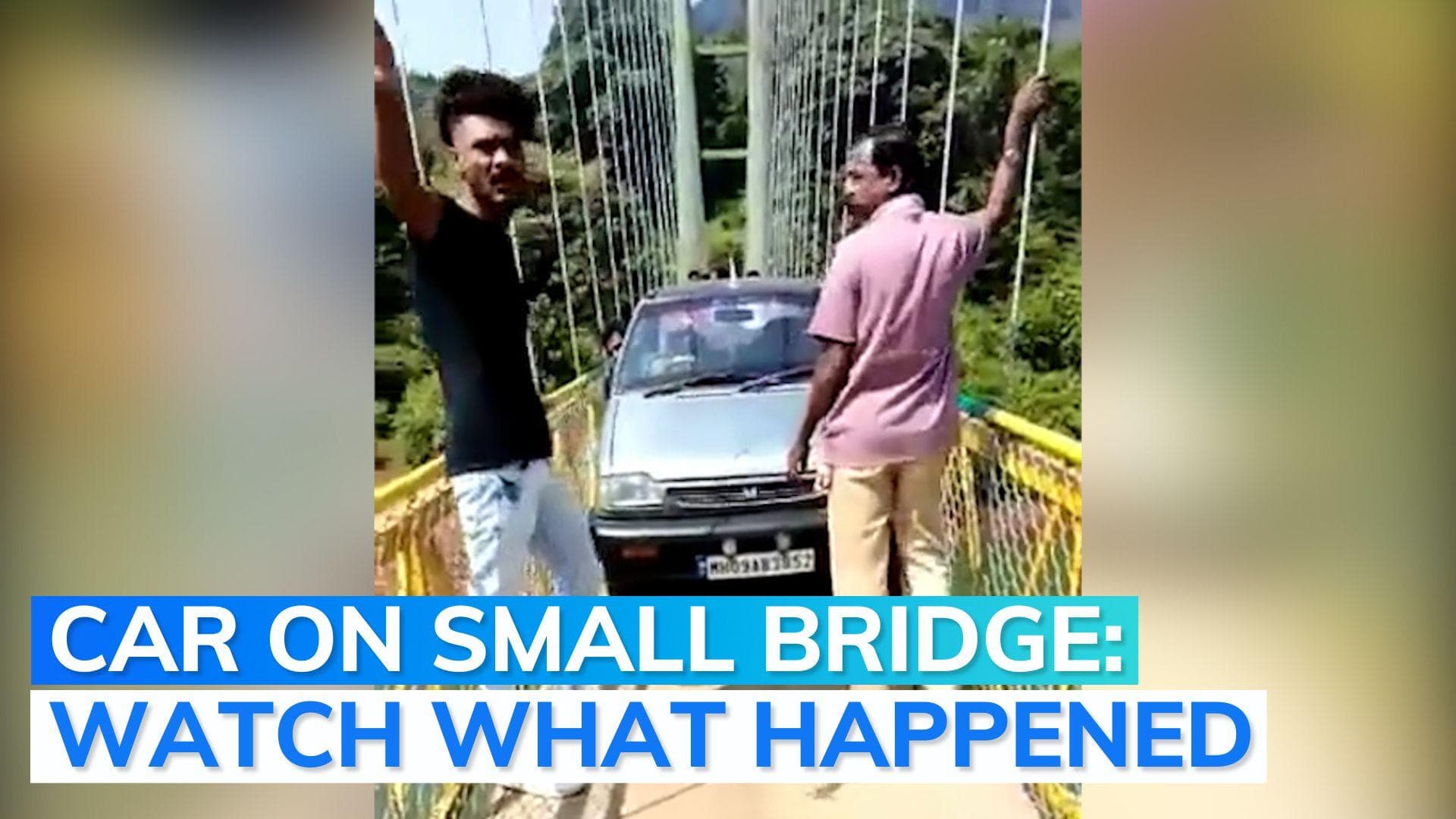 On cam: tourists drive car onto bridge, days after Morbi tragedy; forced back by locals in Karnataka