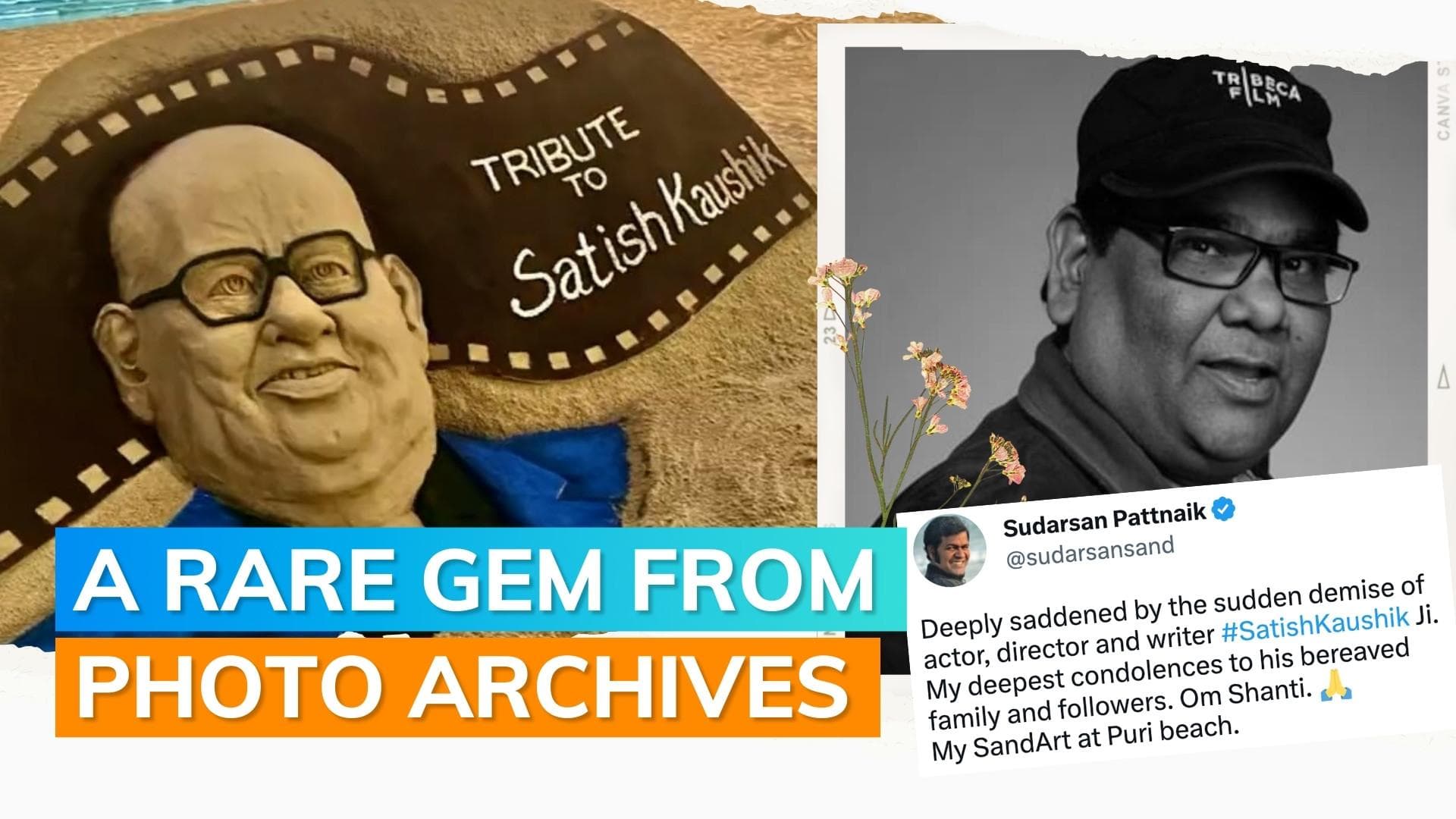 Satish Kaushik’s sand art: Sudarsan Patnaik pays tribute to legendary actor-director with a massive sand 