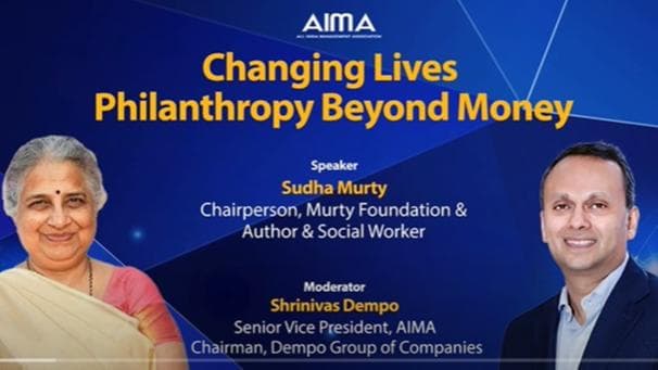 AIMA Conclave 2022: Sudha Murty of Murty Foundation defines philanthropy 