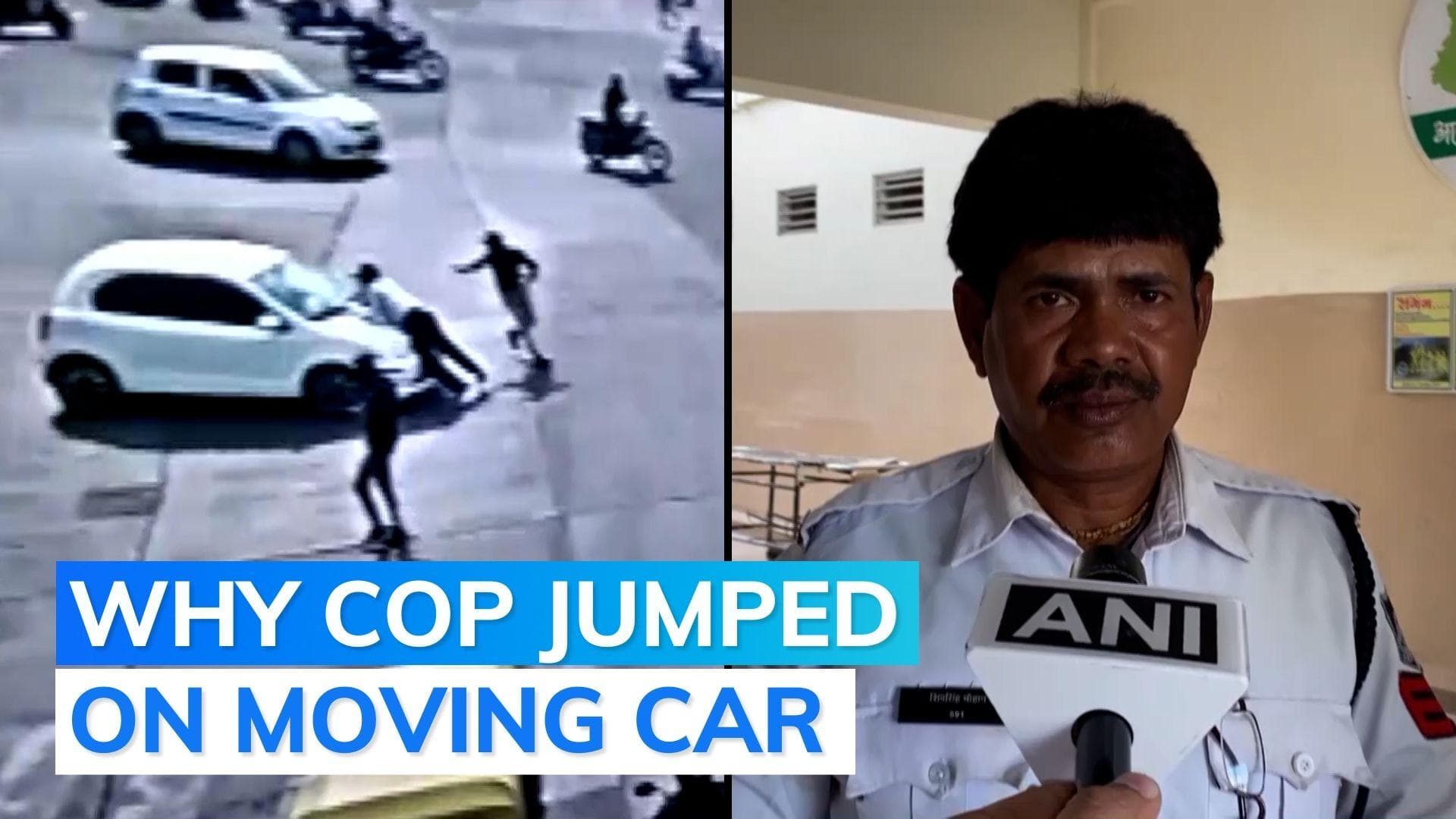 On cam: policeman jumps on car's bonnet; driver keeps going to evade fine