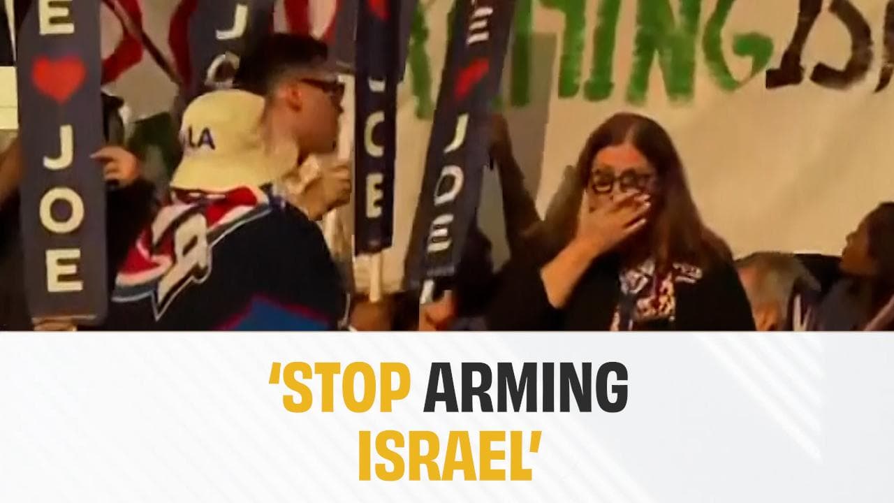 Pro-Palestine protesters disrupt Joe Biden speech at DNC | US Election