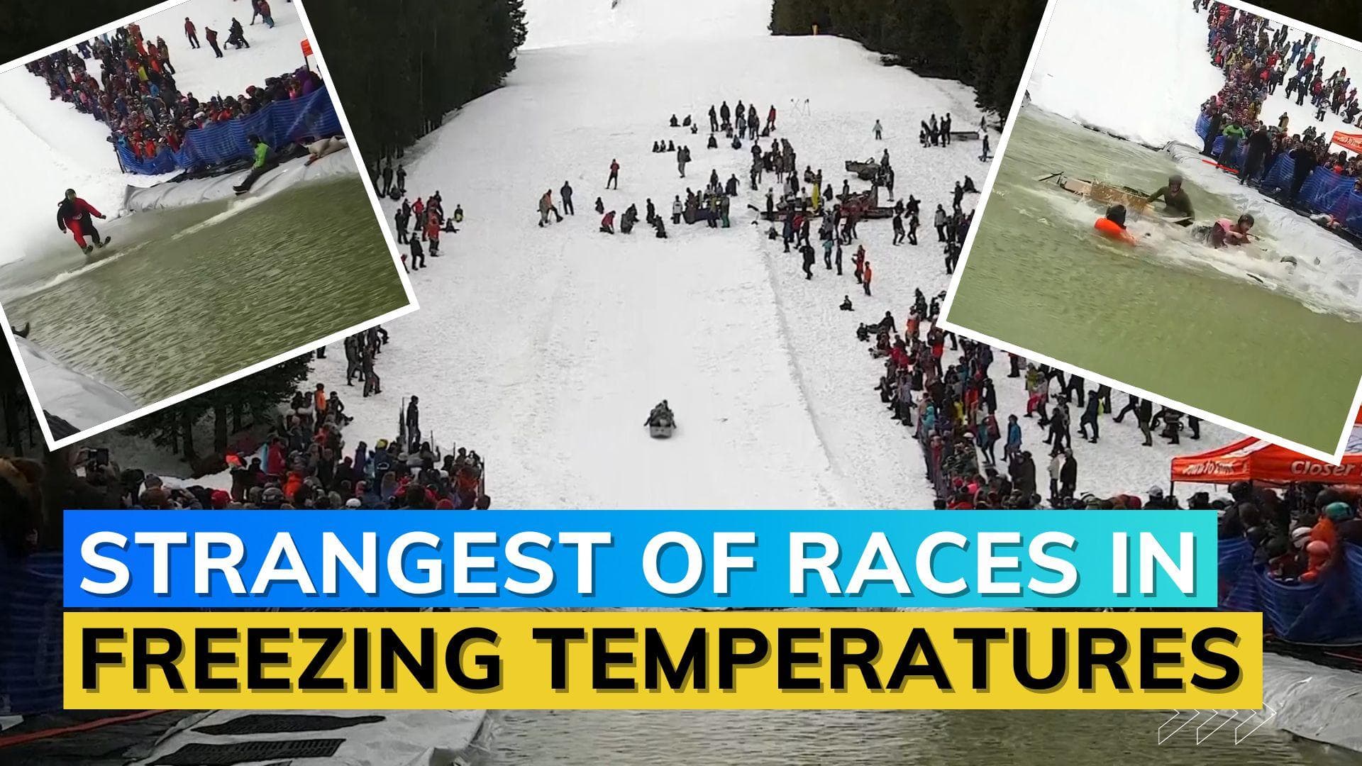 WATCH: Bizarre annual Slush Cup and Cardboard Canoe Race takes place in Canada