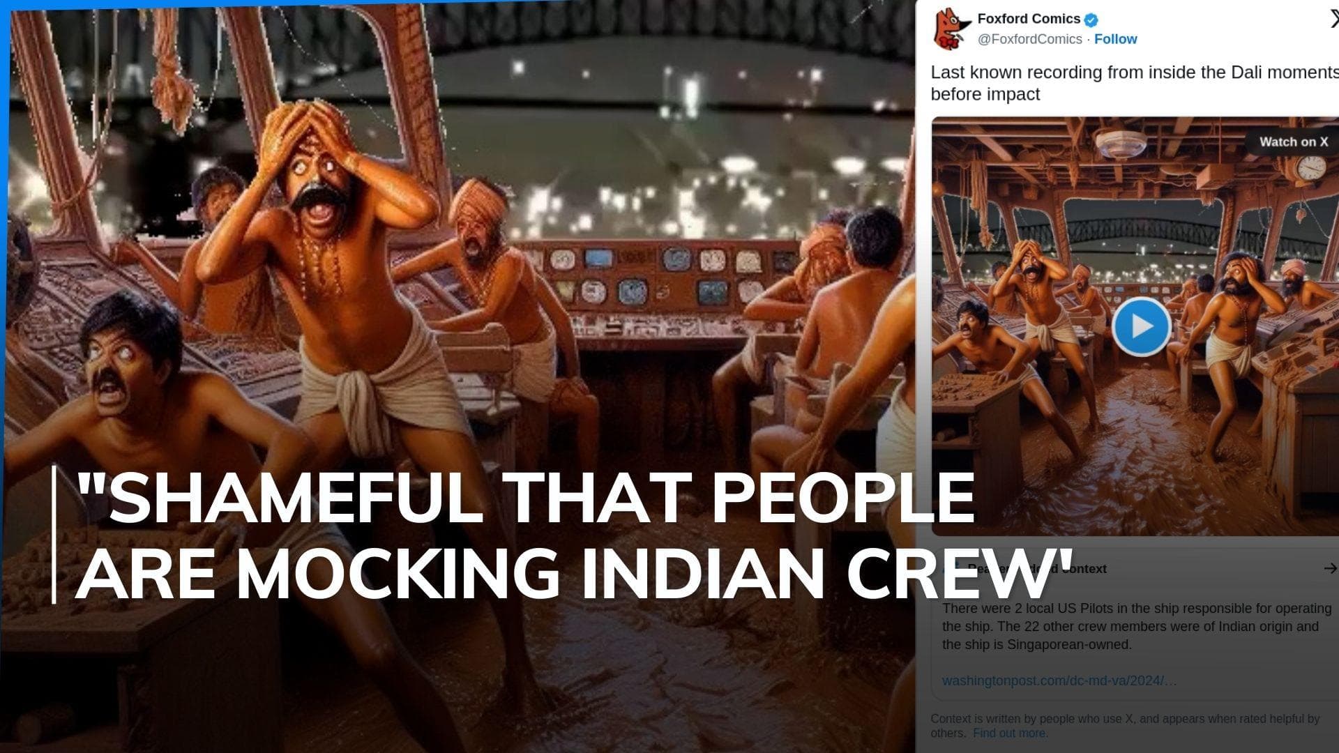 Baltimore bridge crash: 'racist' illustration of Indians slammed online  