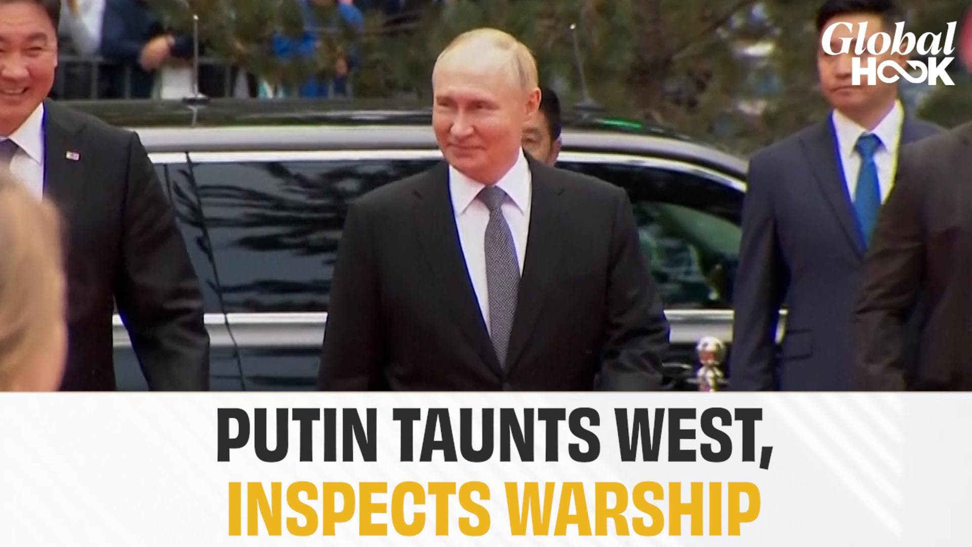 After challenging West with Mongolia visit, Putin returns to Russia for warship inspection