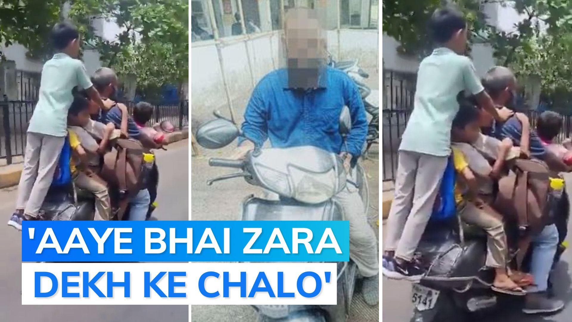 Man who drove on Mumbai roads with 7 kids on his scooter traced, arrested  | Watch