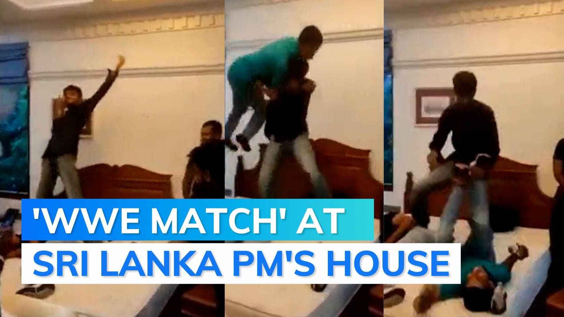 Watch: Sri Lankan anti-govt protesters take WWE-style wrestling to PM's bed 