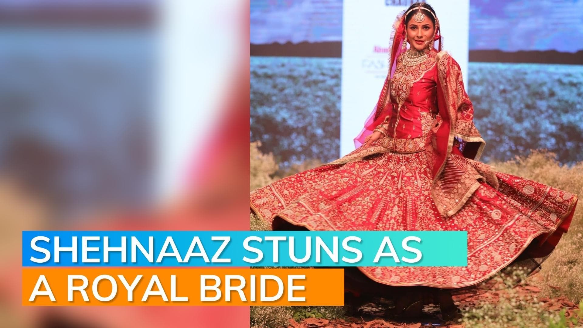 Shehnaaz Gill makes ramp debut as a bride for designer Samant Chauhan, pics go viral