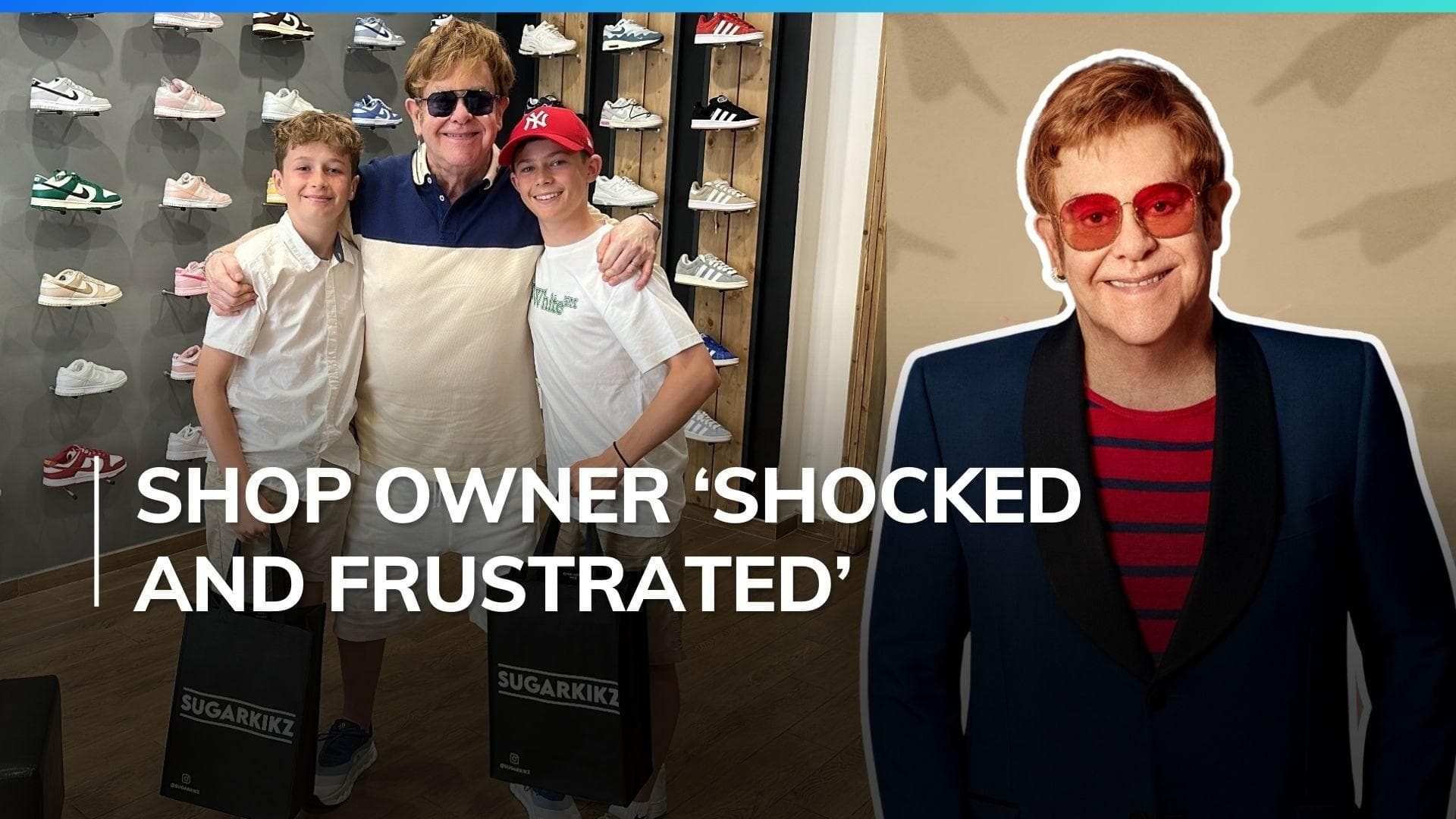 Elton John accused of urinating into a plastic bottle at a French shoe store
