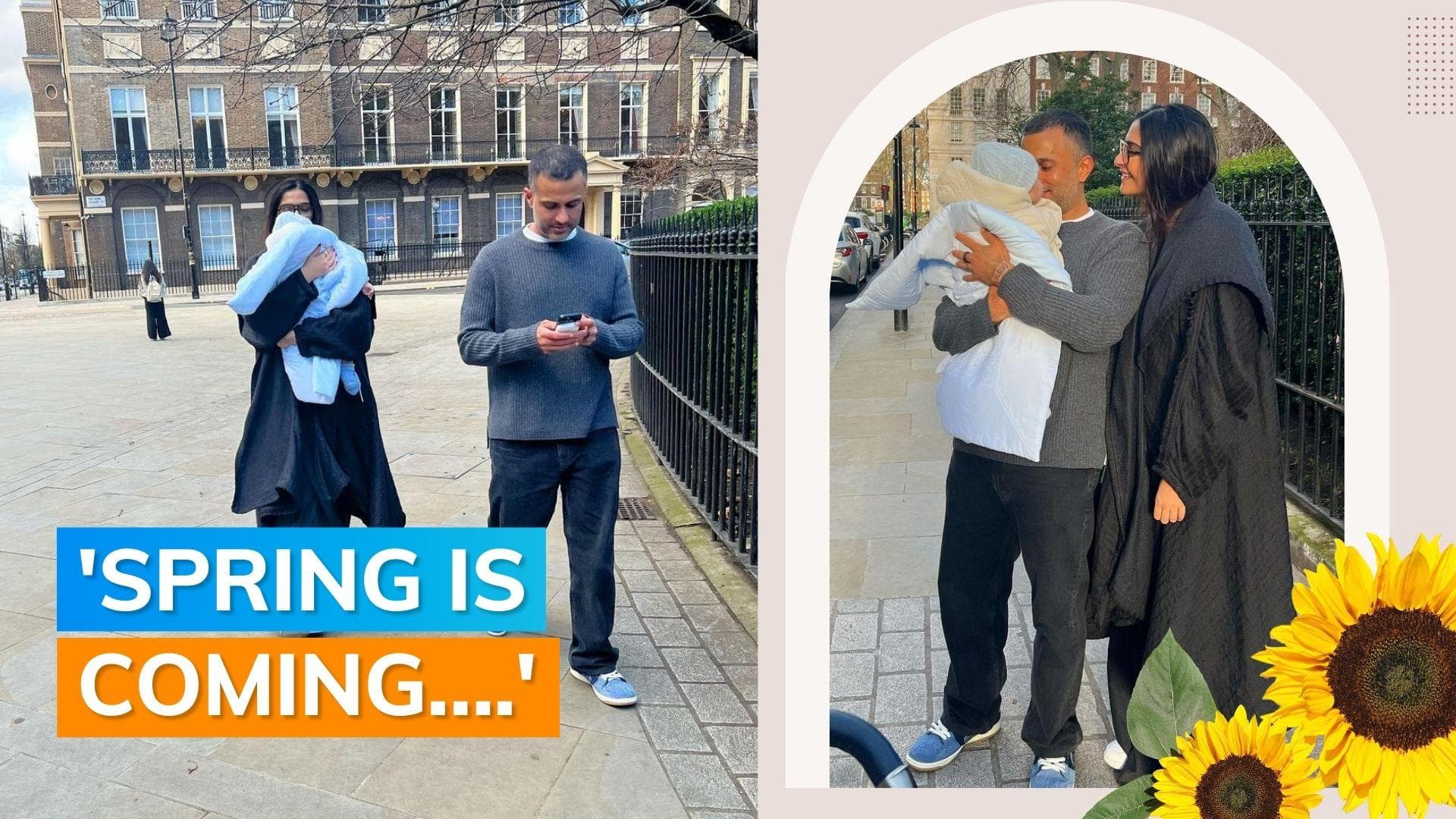 Sonam Kapoor and Anand Ahuja take a stroll around London with son Vayu in spring
