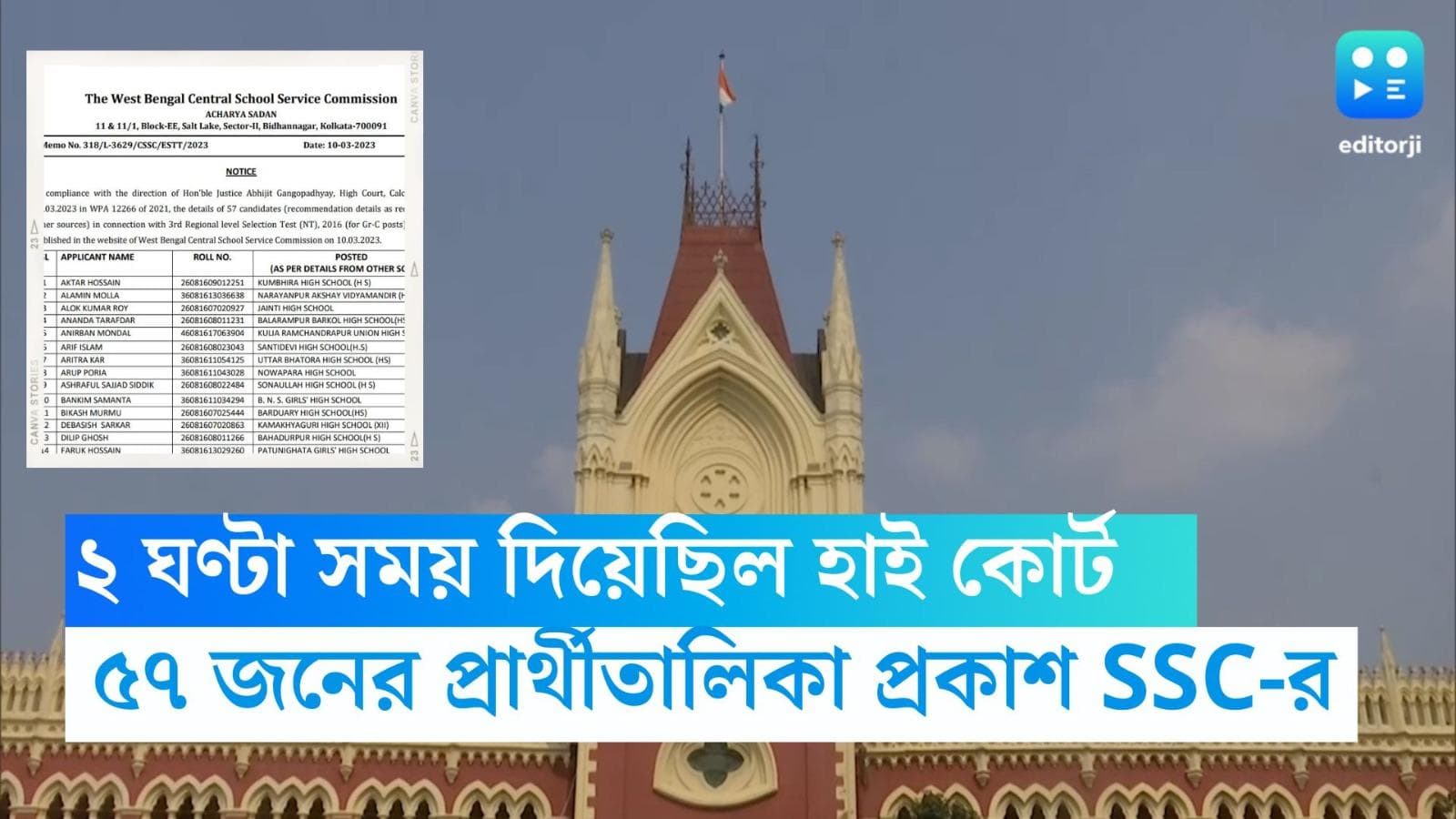 SSC Recruitment Scam: ২ ঘণ্টা সময় দিয়েছিল হাই কোর্ট, তড়িঘড়ি ৫৭ জন গ্রুপ সি কর্মীর তালিকা প্রকাশ এসএসসির