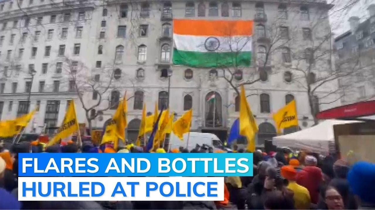 Watch: Pro-Khalistan groups protest at Indian mission in London amid tight security