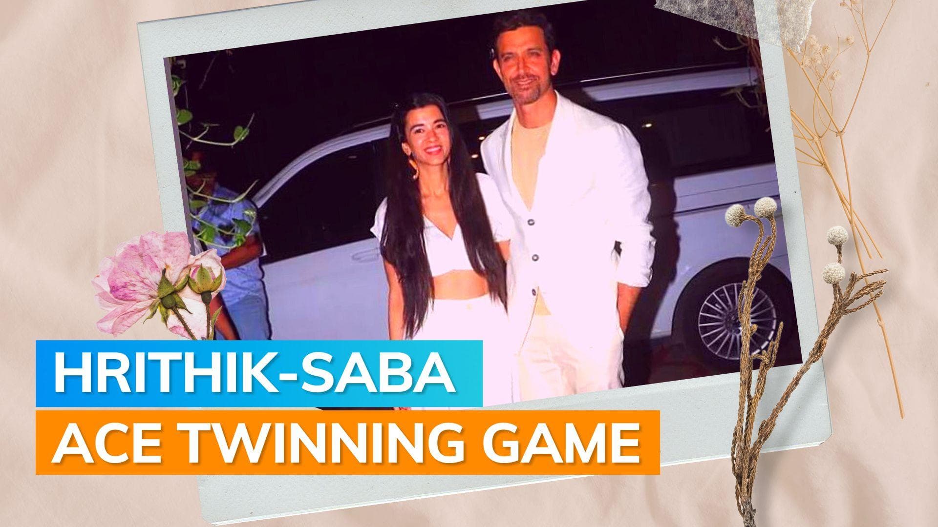 Hrithik Roshan and Saba Azad attend a friend's wedding event in Mumbai, twin in white