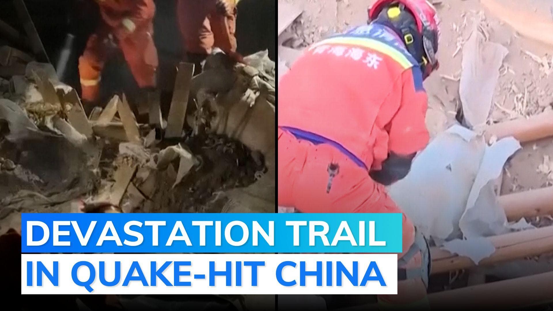 Rescue workers dig through rubble after earthquake jolts China