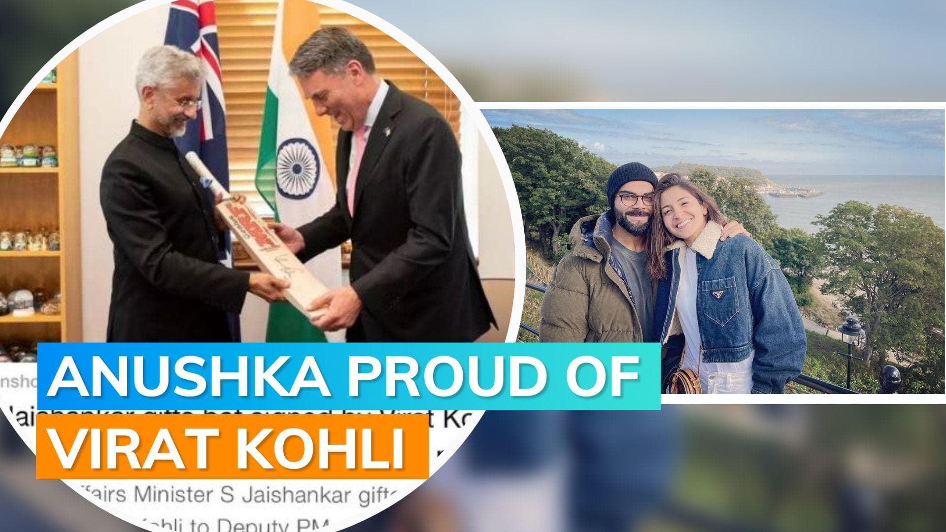 Anushka Sharma reacts as Foreign Minister gifts signed bat from Virat Kohli to Australia's Deputy PM