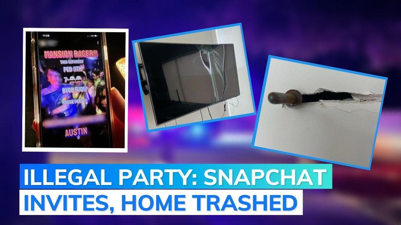 USA: mob of teens breaks into empty house for party; break gate, smash TV, damage property, then flee