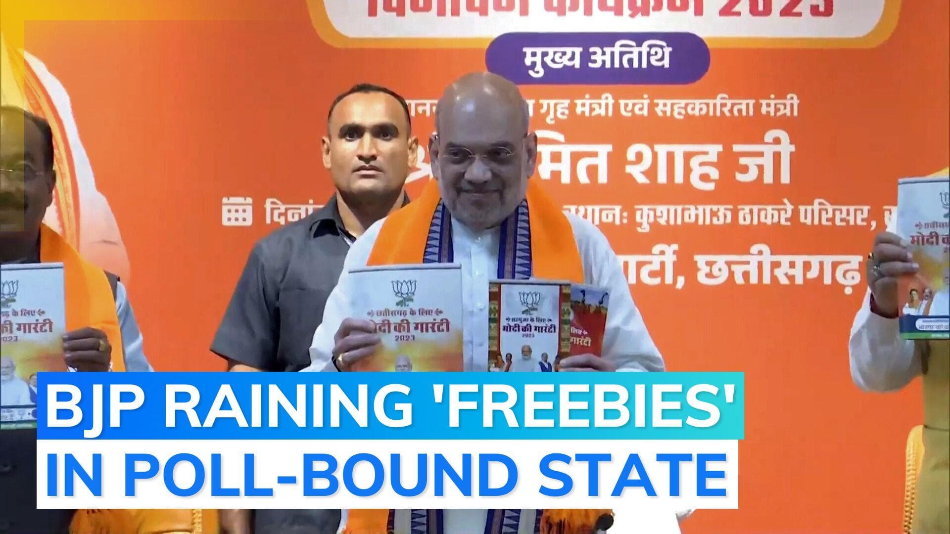 Chhattisgarh polls: Amit Shah releases BJP manifesto; promises jobs, 'Ram Lalla Darshan'