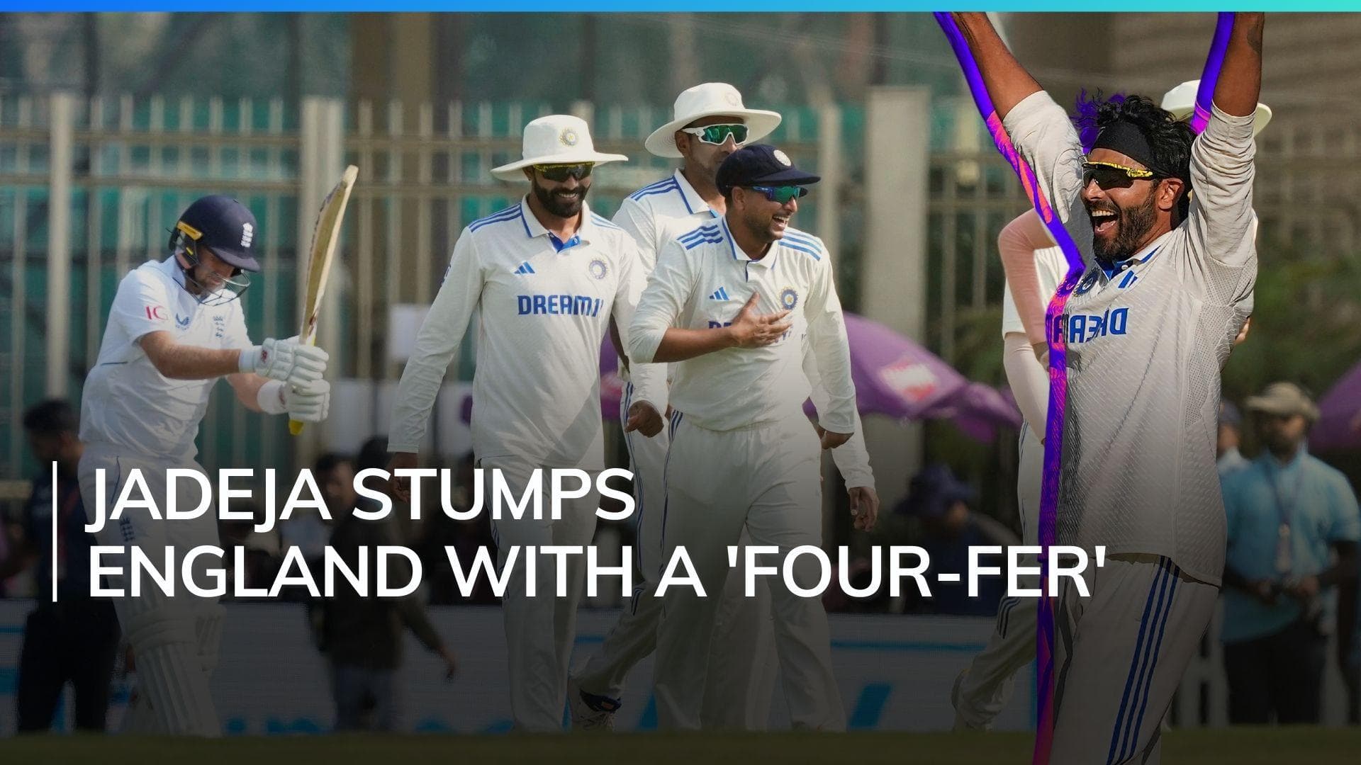 Ravindra Jadeja takes four wickets as England all-out for 353 runs in 1st innings