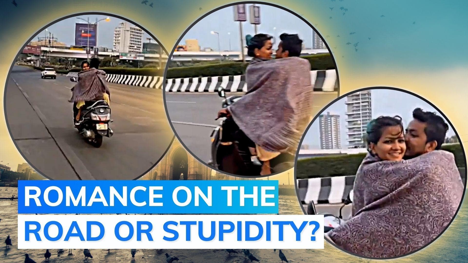 Romantic stunt on speeding scooter lands couple in trouble with cops