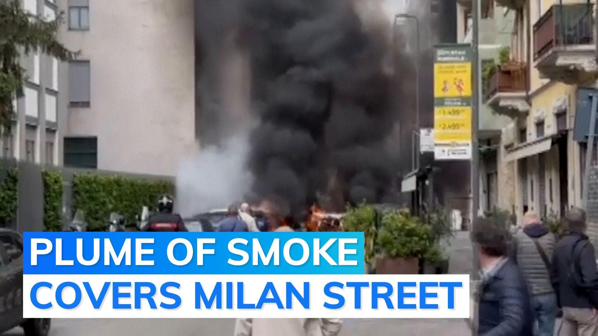 Massive fire in Milan as van carrying oxygen explodes, driver injured