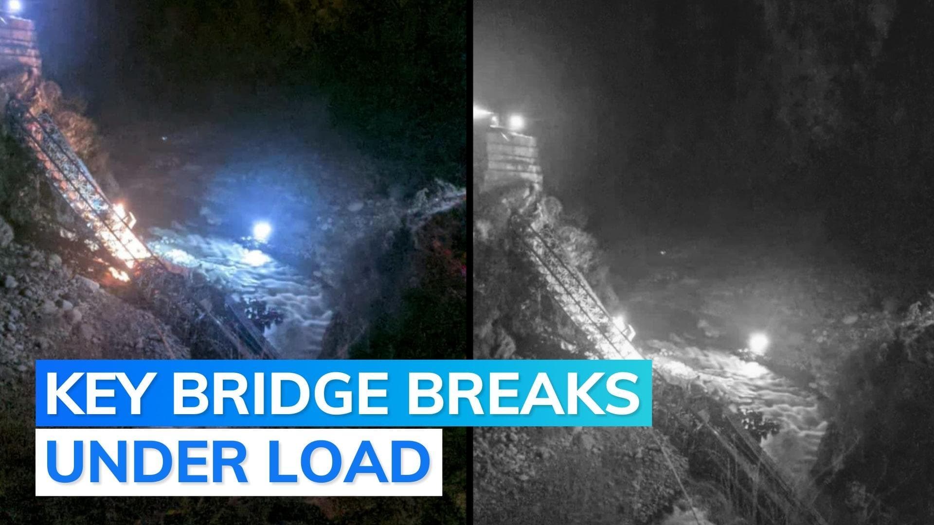Vital bridge collapses under loaded trucks in Jammu & Kashmir's Reasi: watch what happened