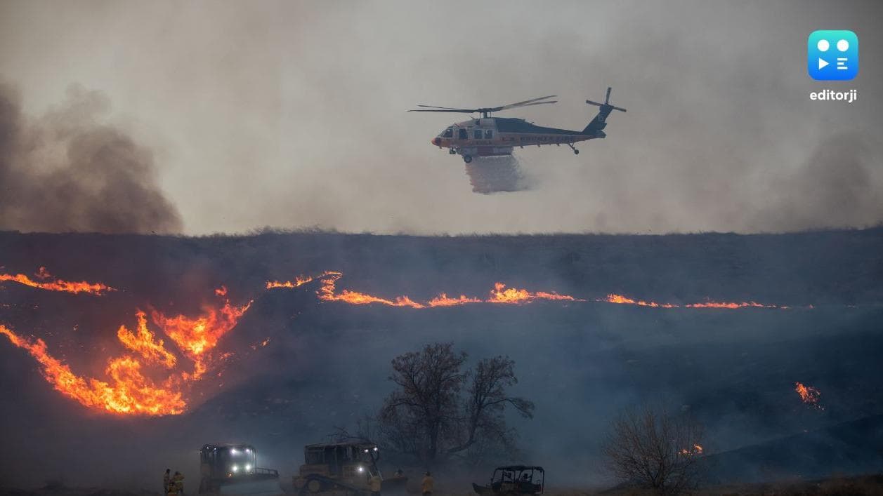 Mass evacuations after explosive new fire erupts near Los Angeles