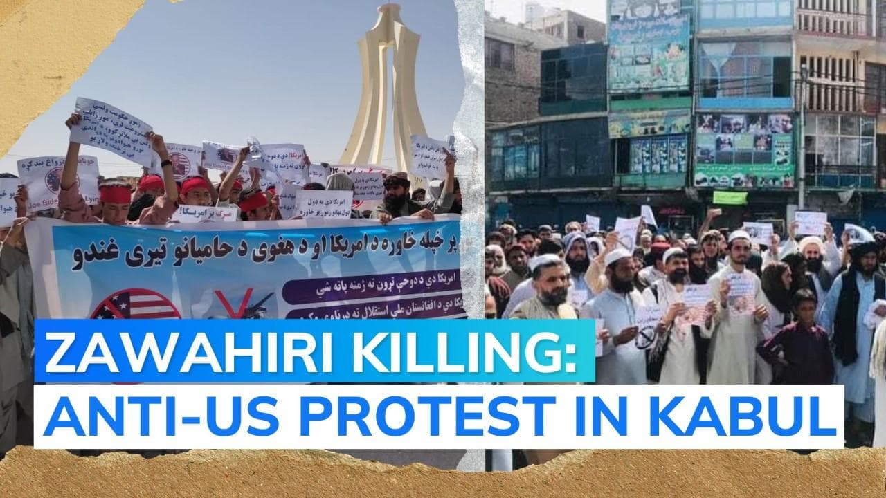 Protests in Kabul against US drone strike that killed Al-Qaeda chief