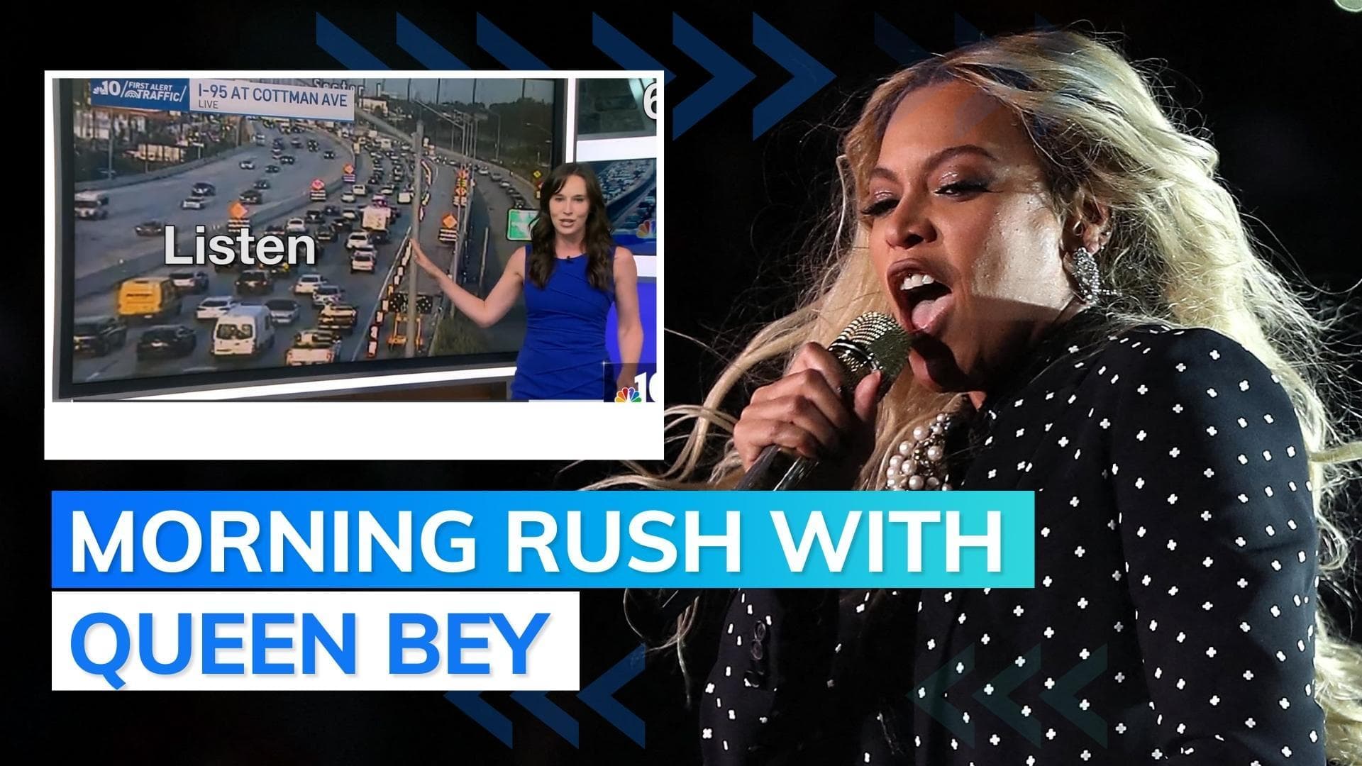 Video: reporter pays homage to Beyonce with multiple song references in her traffic report