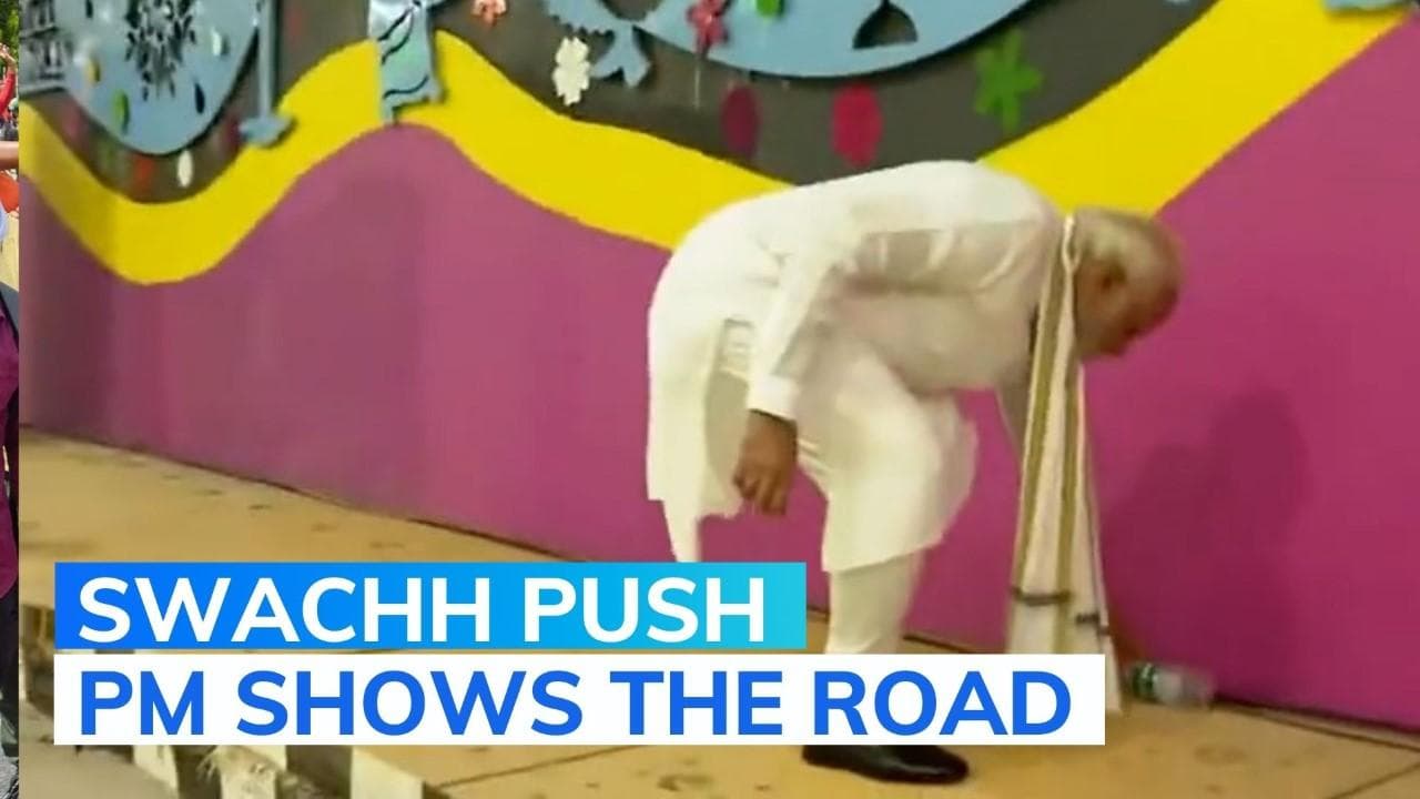 Watch: PM Modi picks up litter during inspection of Pragati Maidan
