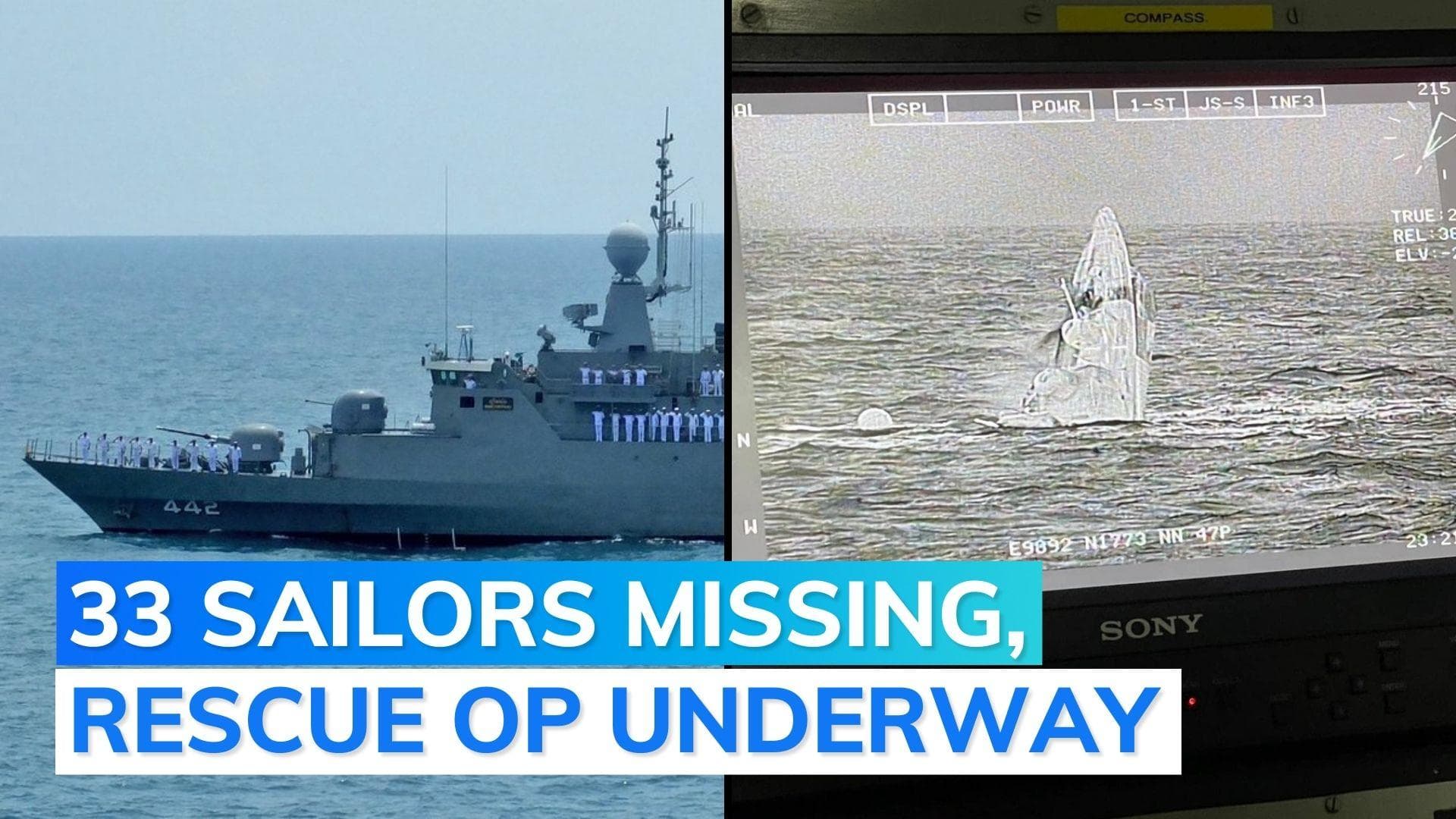 Royal Thai navy ship carrying sailors sinks in Gulf of Thailand due to engine failure