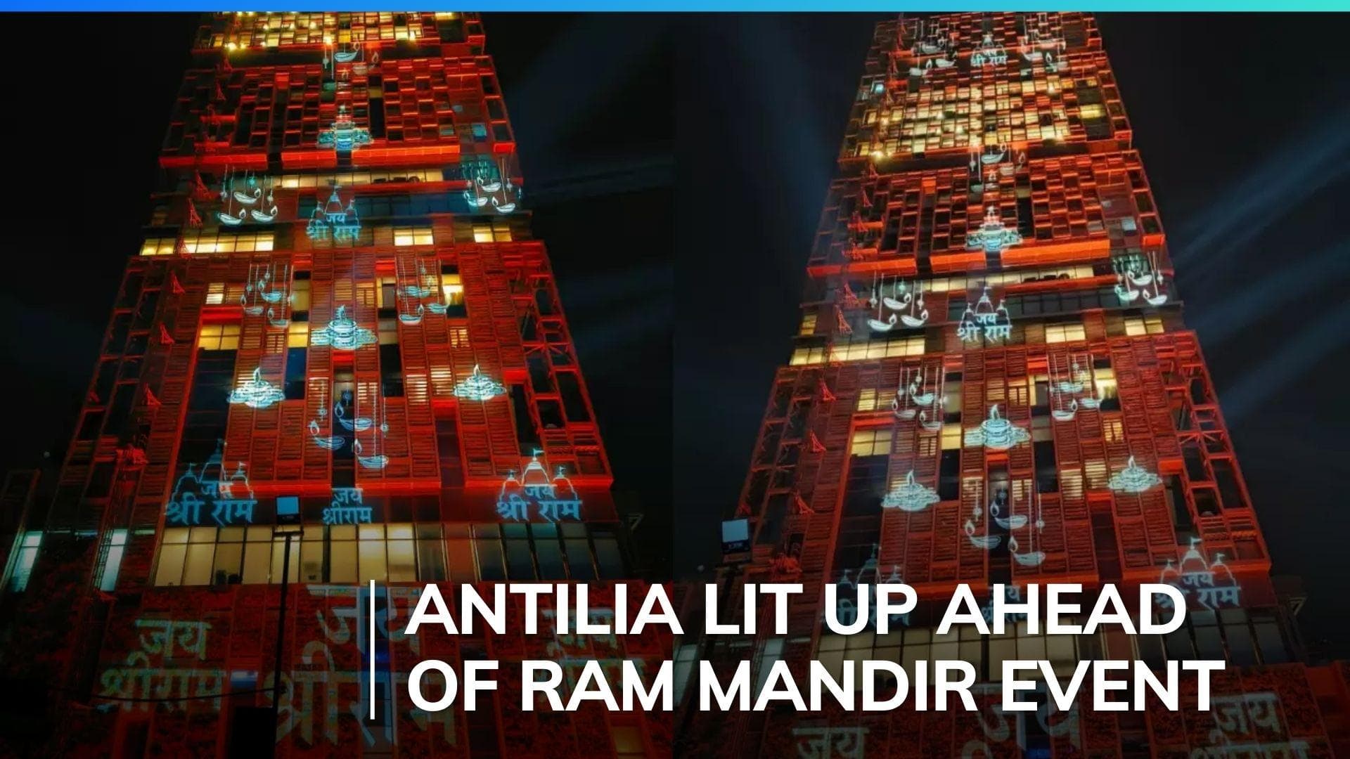 Ram Mandir consecration: Reliance Chairman Mukesh Ambani's residence lit up with 'Jai Shri Ram' slogans
