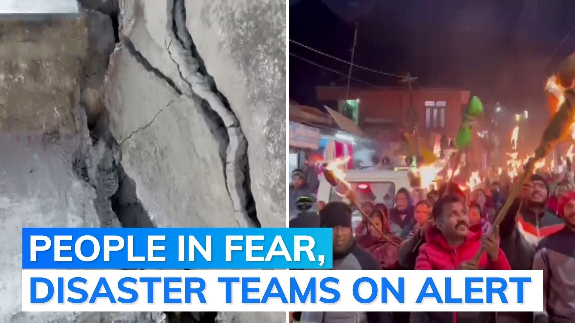 Joshimath land sinking fear: Flaming torch protest by residents as over 600 houses develop cracks