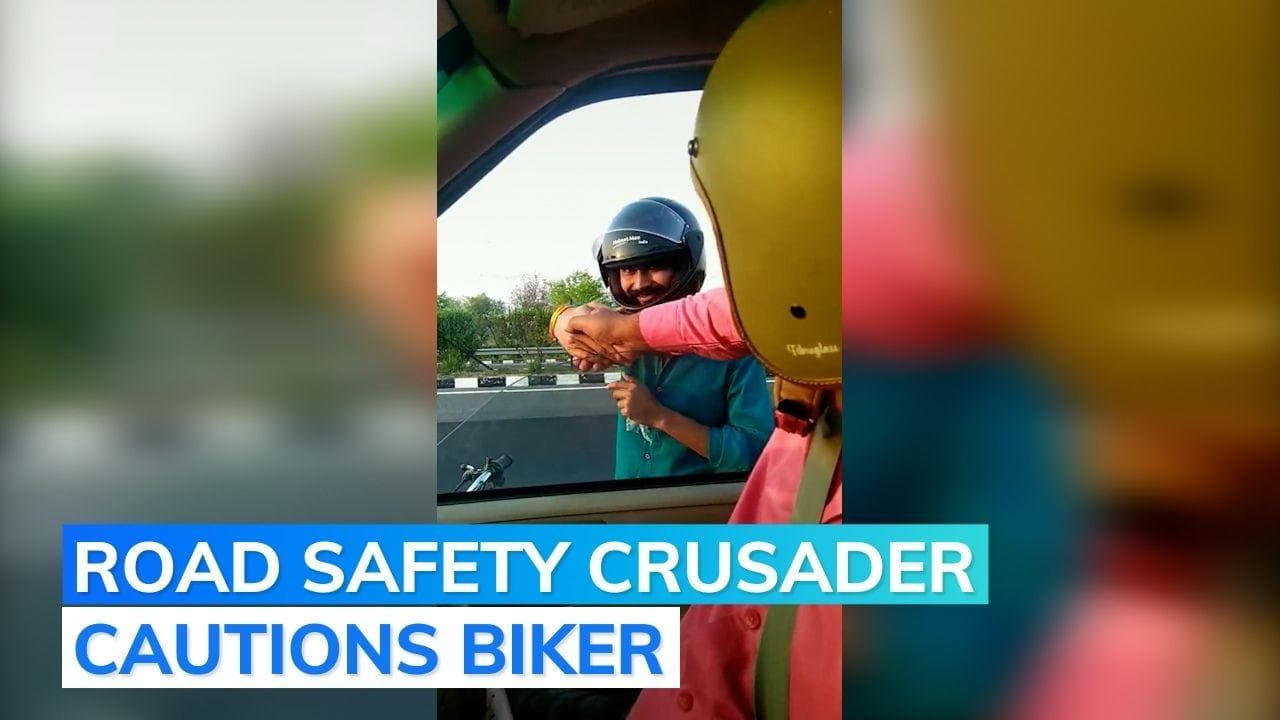 Watch: 'helmet man of India' sets road safety example on Agra-Lucknow expressway . Here's how 