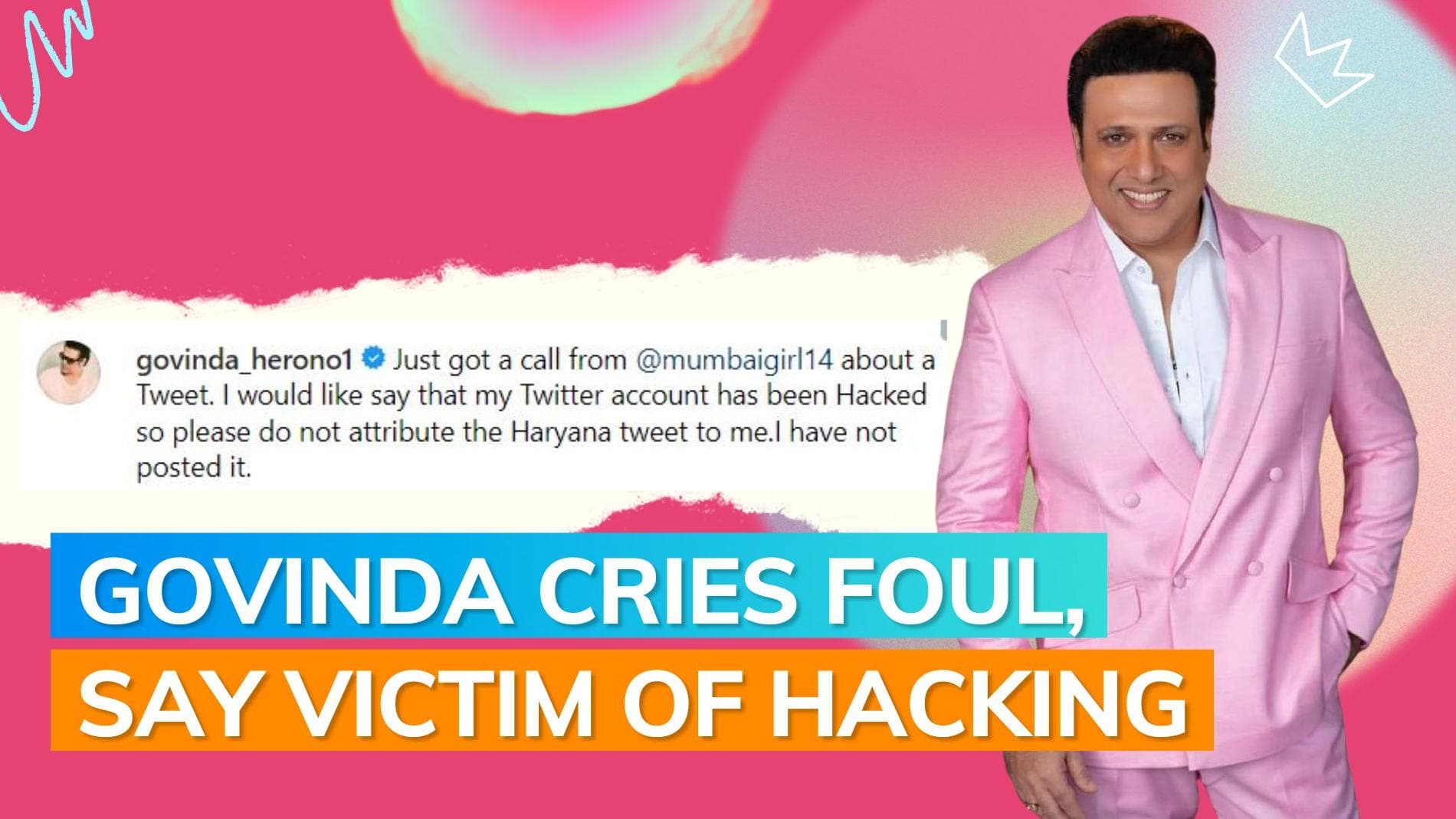 Gurugram violence: Govinda claims no attribution in Haryana tweet; says his Twitter account was hacked