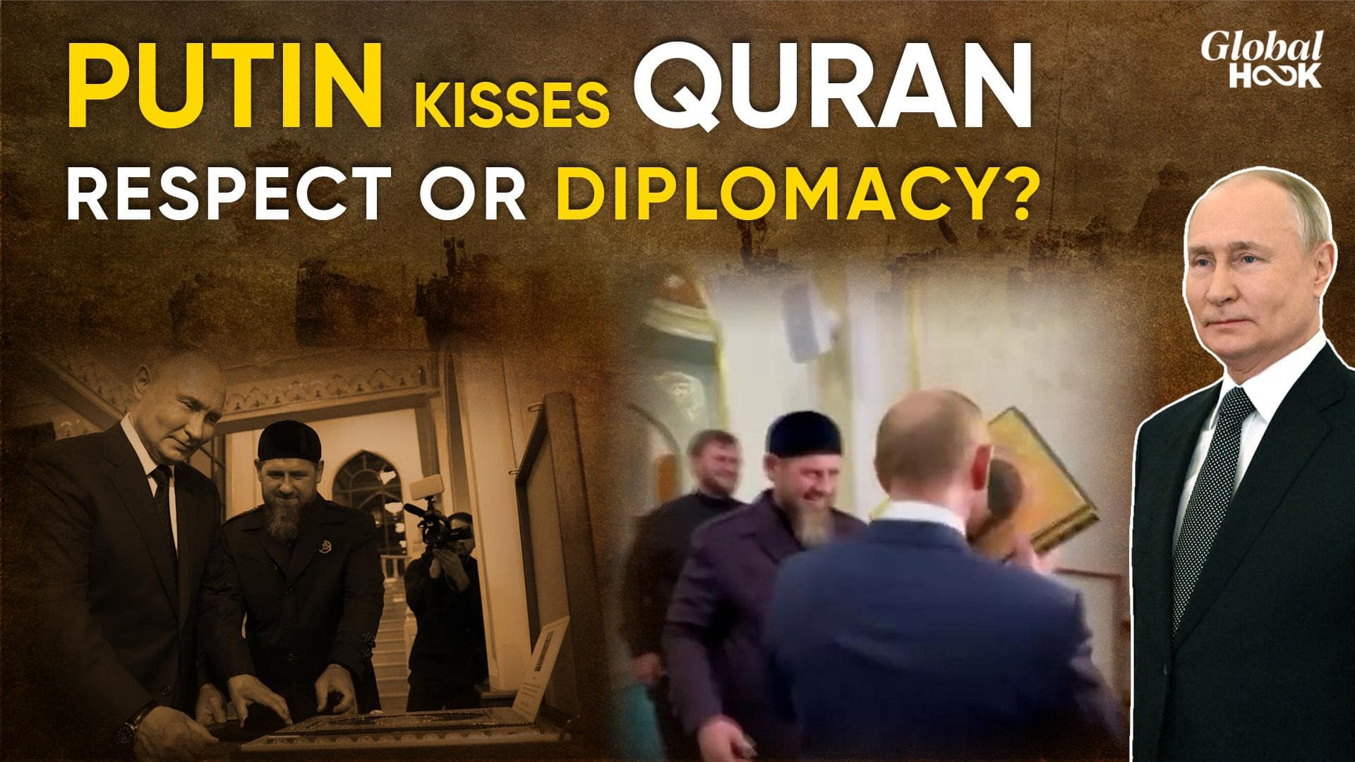  Putin Kisses Gold-Encrusted Quran | Chechen Leader Honours Putin For Building Mosque